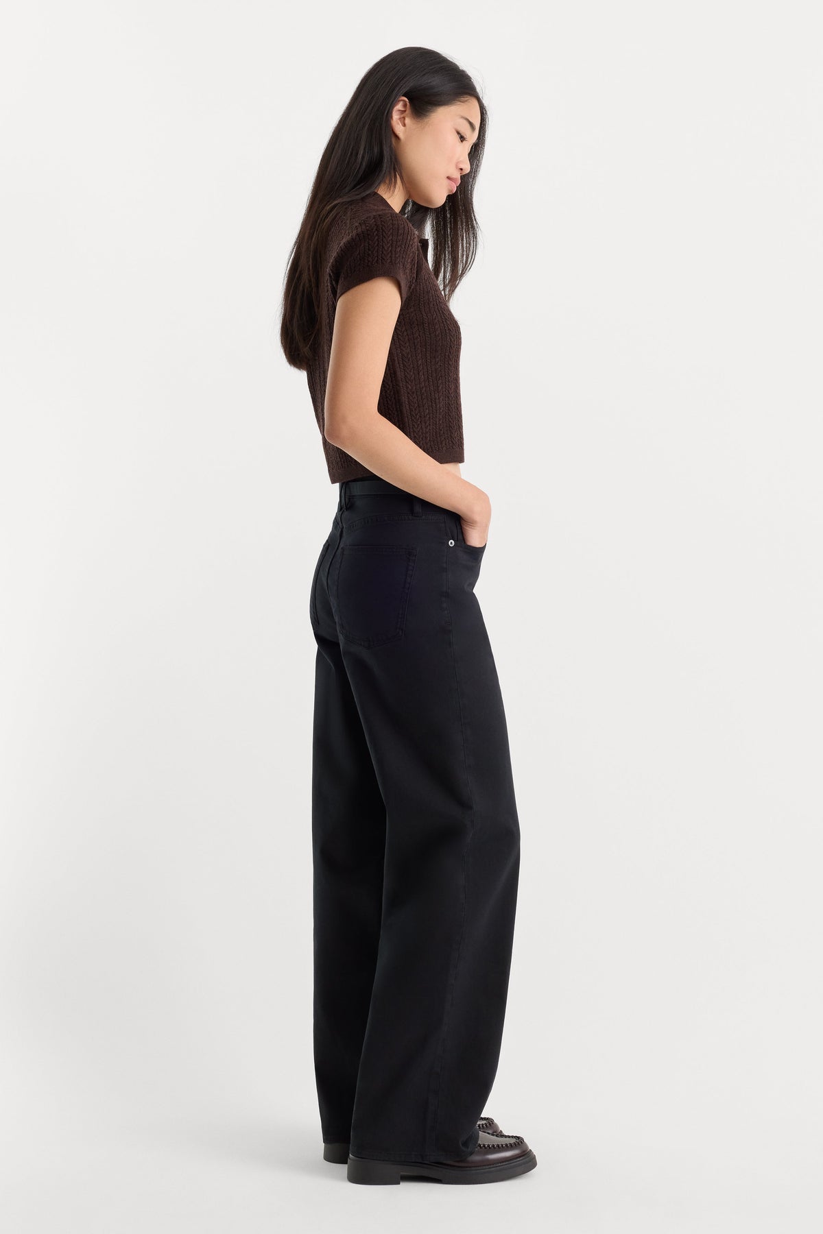 Premium TWILL VINTAGE WIDE PANT BLACK