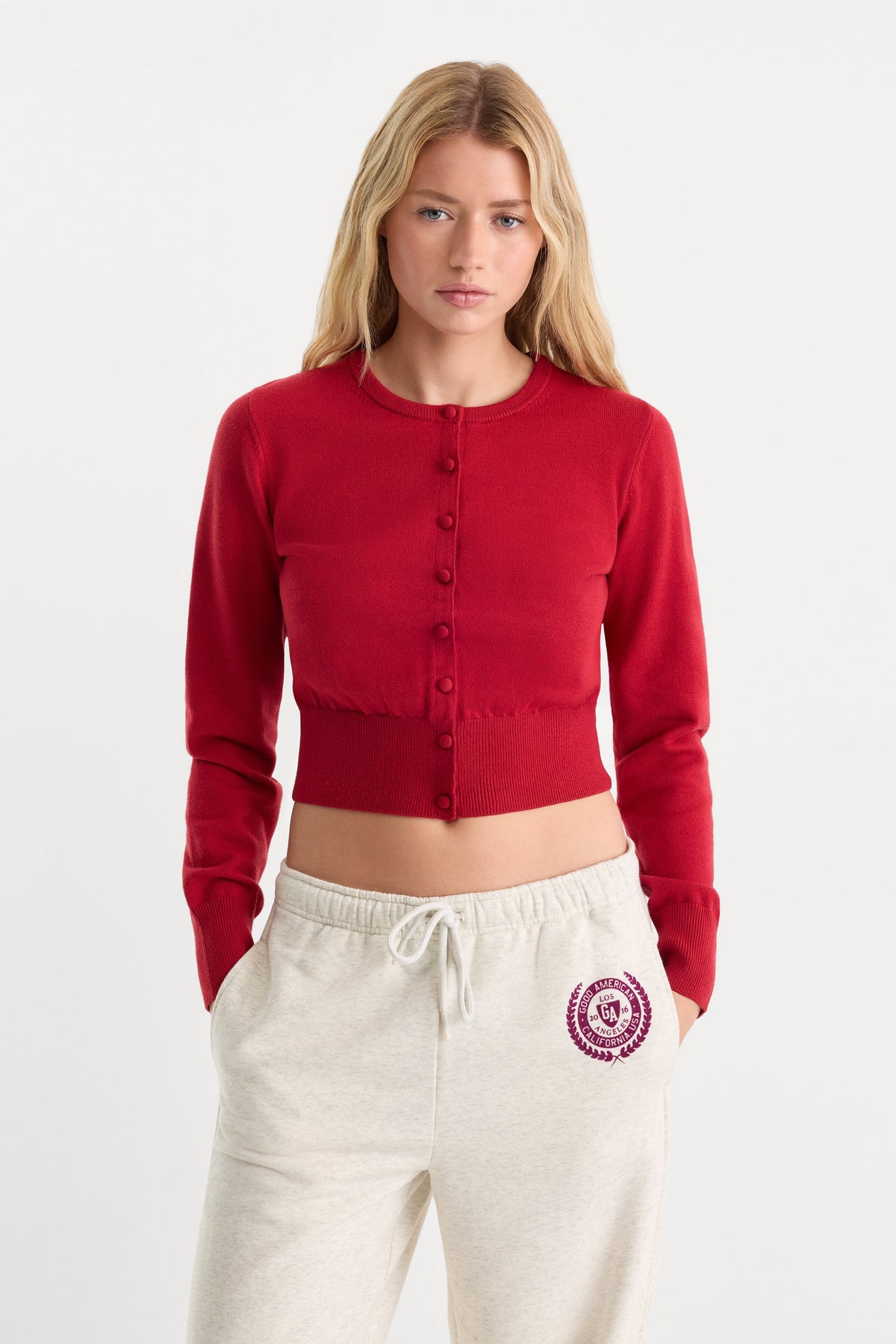 Premium THE FINE KNIT CARDIGAN CRIMSON ROSE