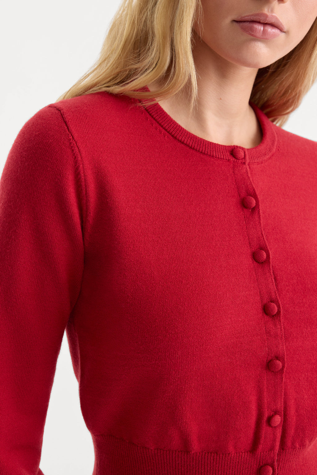Premium THE FINE KNIT CARDIGAN CRIMSON ROSE