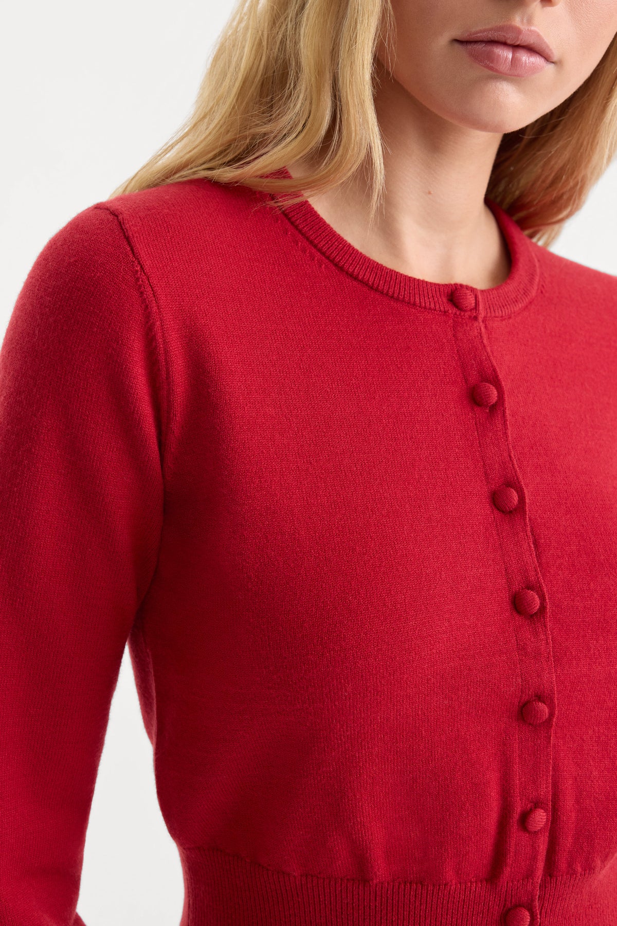 Premium THE FINE KNIT CARDIGAN CRIMSON ROSE