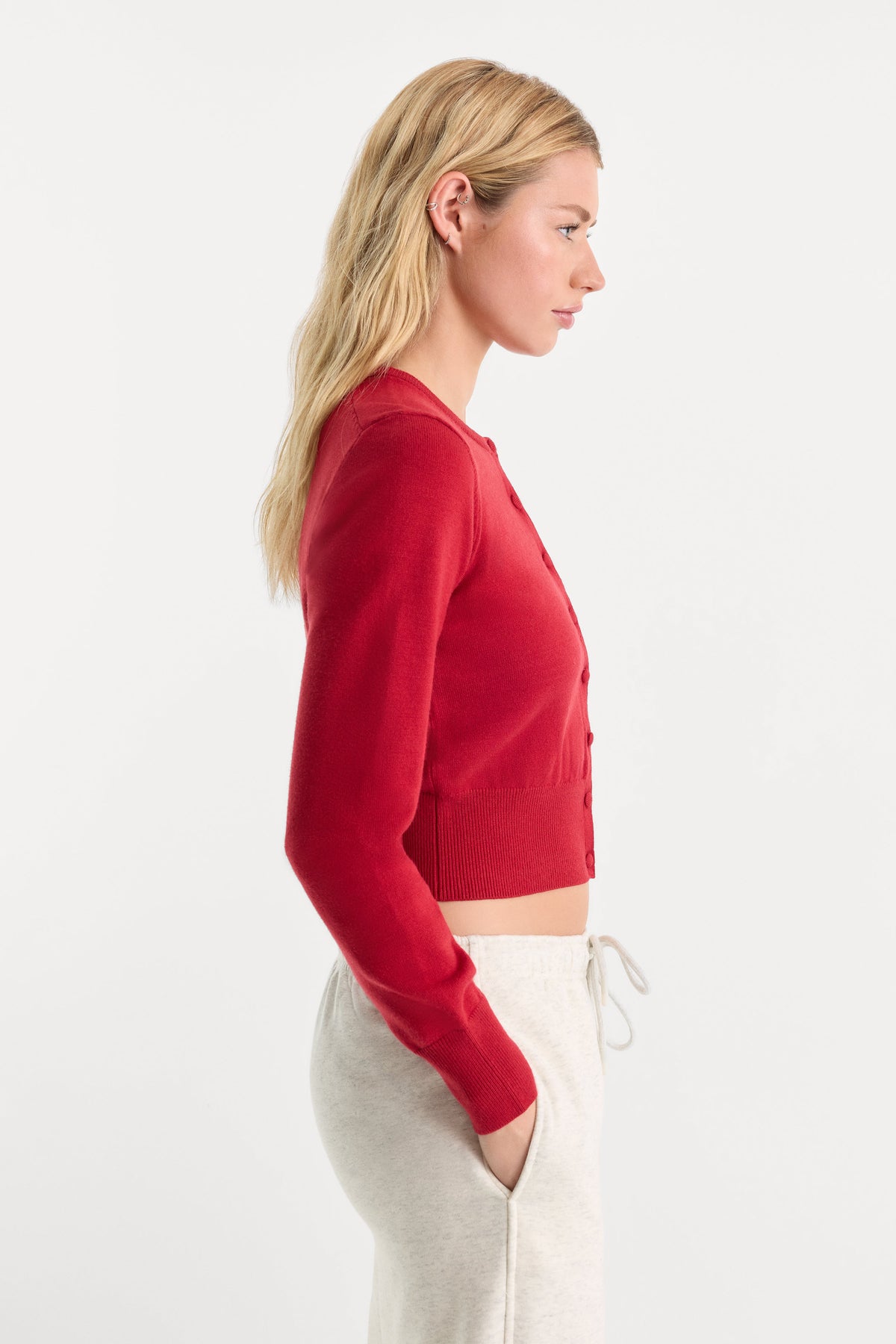 Premium THE FINE KNIT CARDIGAN CRIMSON ROSE