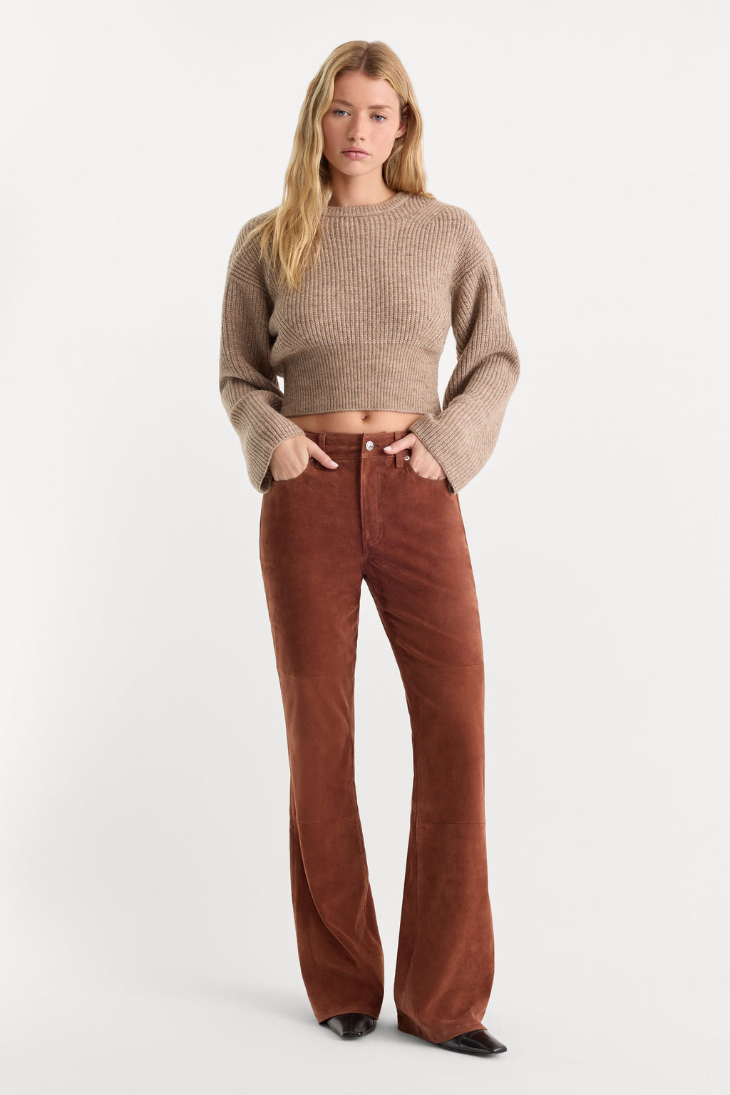 Premium SUEDE GOOD LEGS FLARE PANT CAFE CLAY