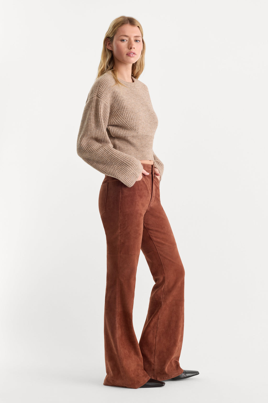 Premium SUEDE GOOD LEGS FLARE PANT CAFE CLAY