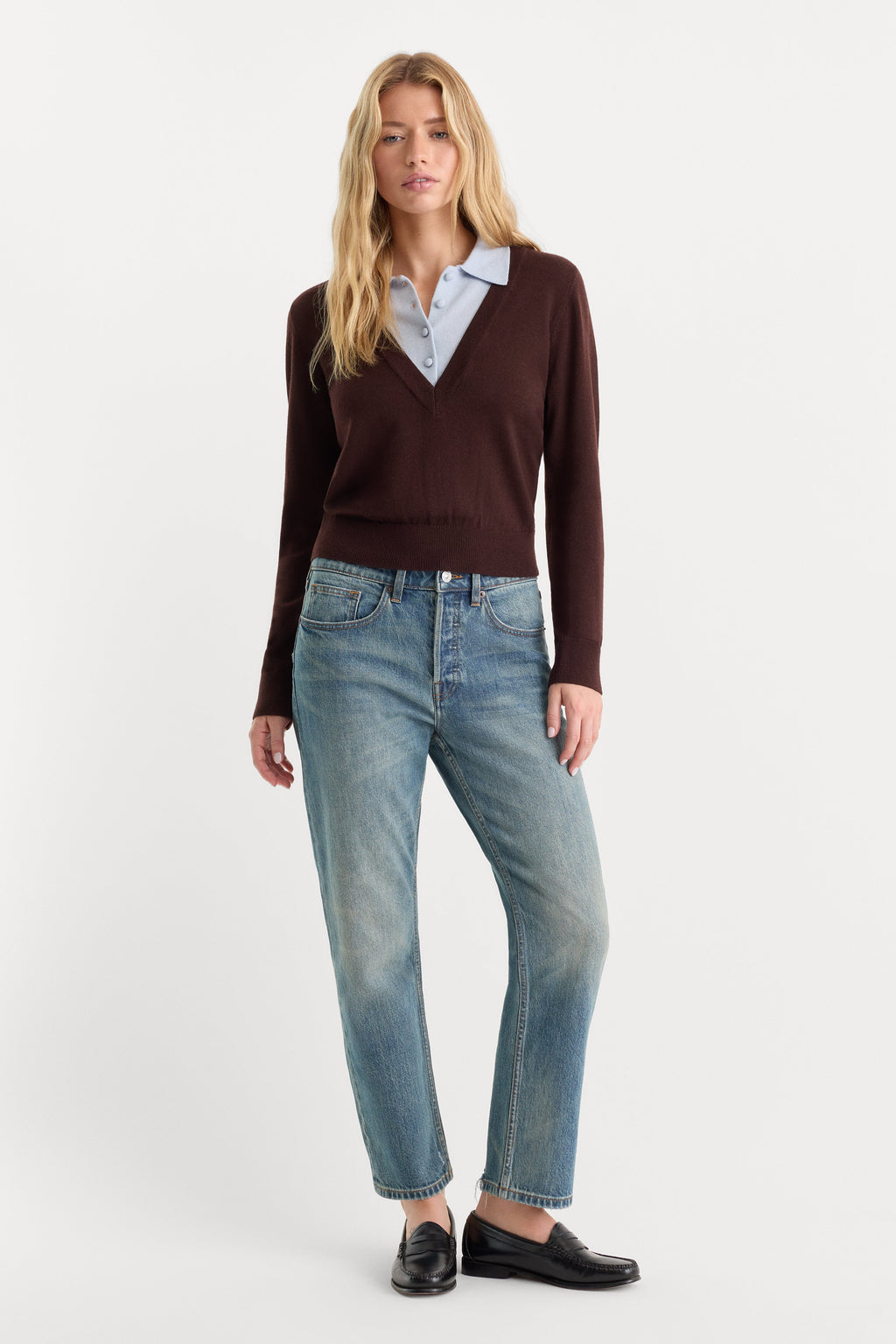 Premium THE TWO IN ONE SWEATER MOCHA WITH SKY