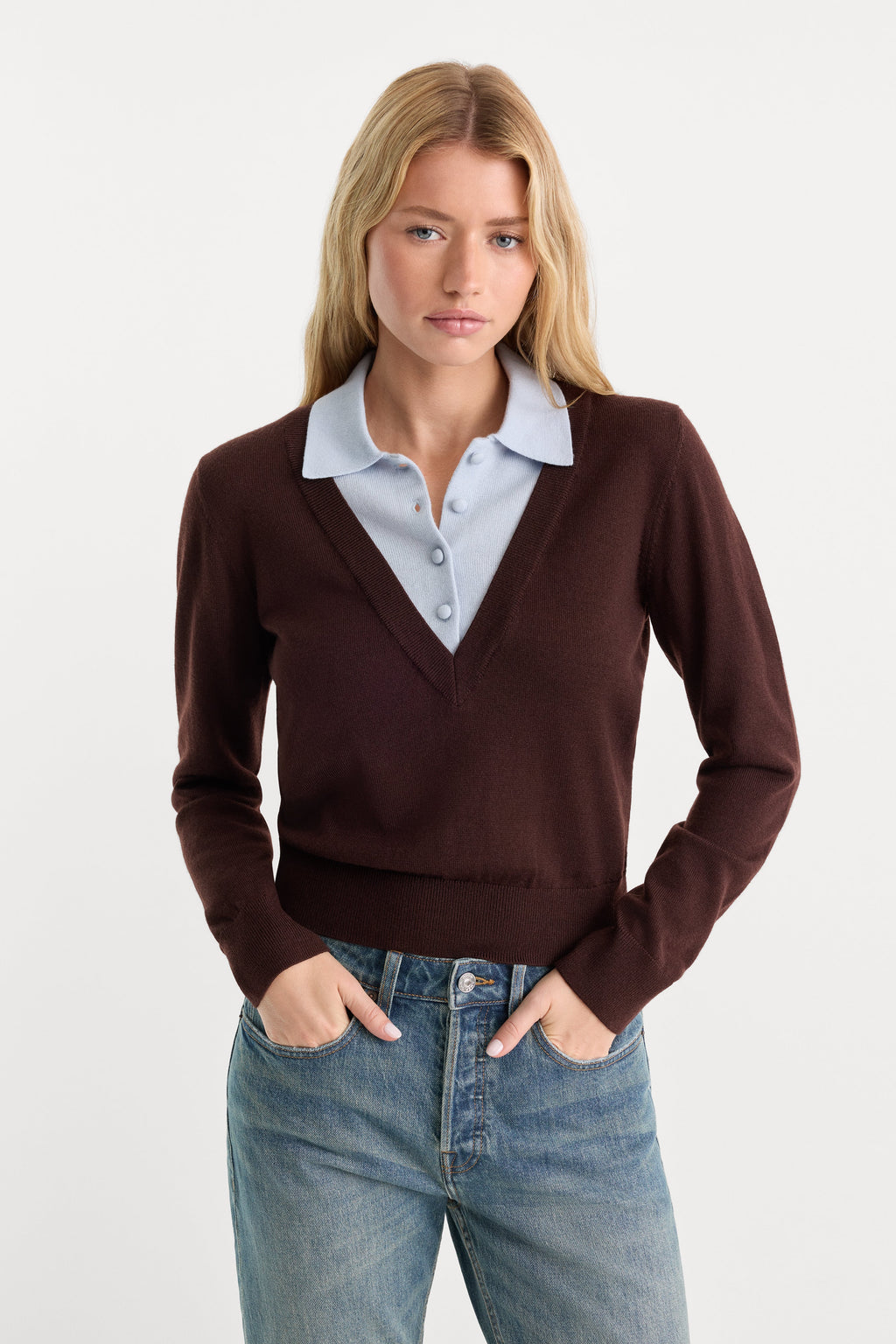 Premium THE TWO IN ONE SWEATER MOCHA WITH SKY