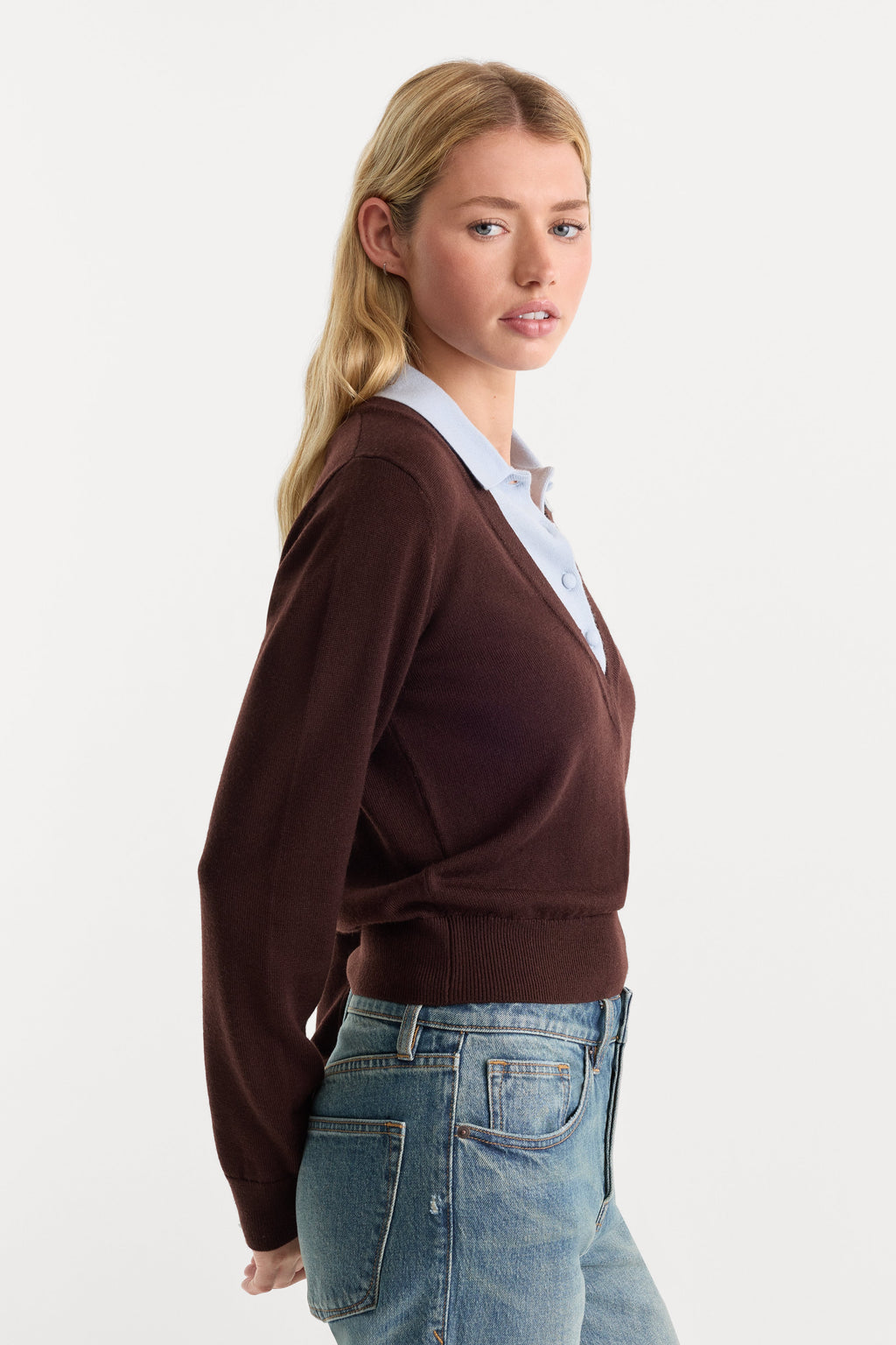 Premium THE TWO IN ONE SWEATER MOCHA WITH SKY