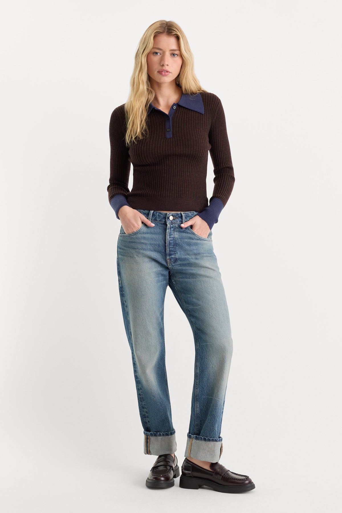 Premium THE KNIT POLO SWEATER ESPRESSO