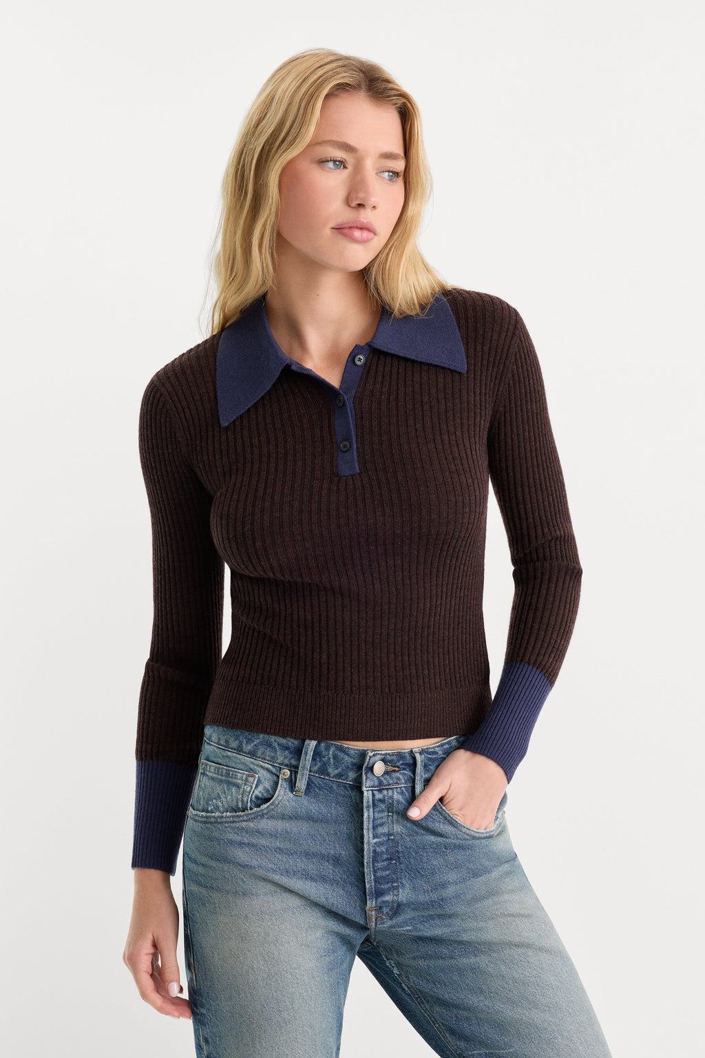 Premium THE KNIT POLO SWEATER ESPRESSO