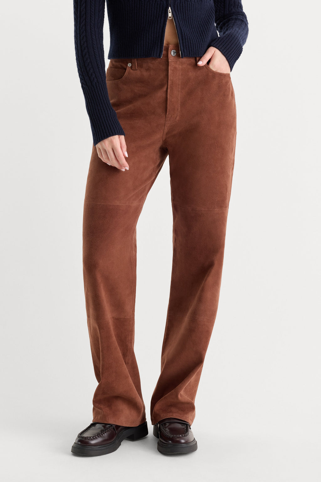 Premium SUEDE GOOD TRUE STRAIGHT PANT CAFE CLAY