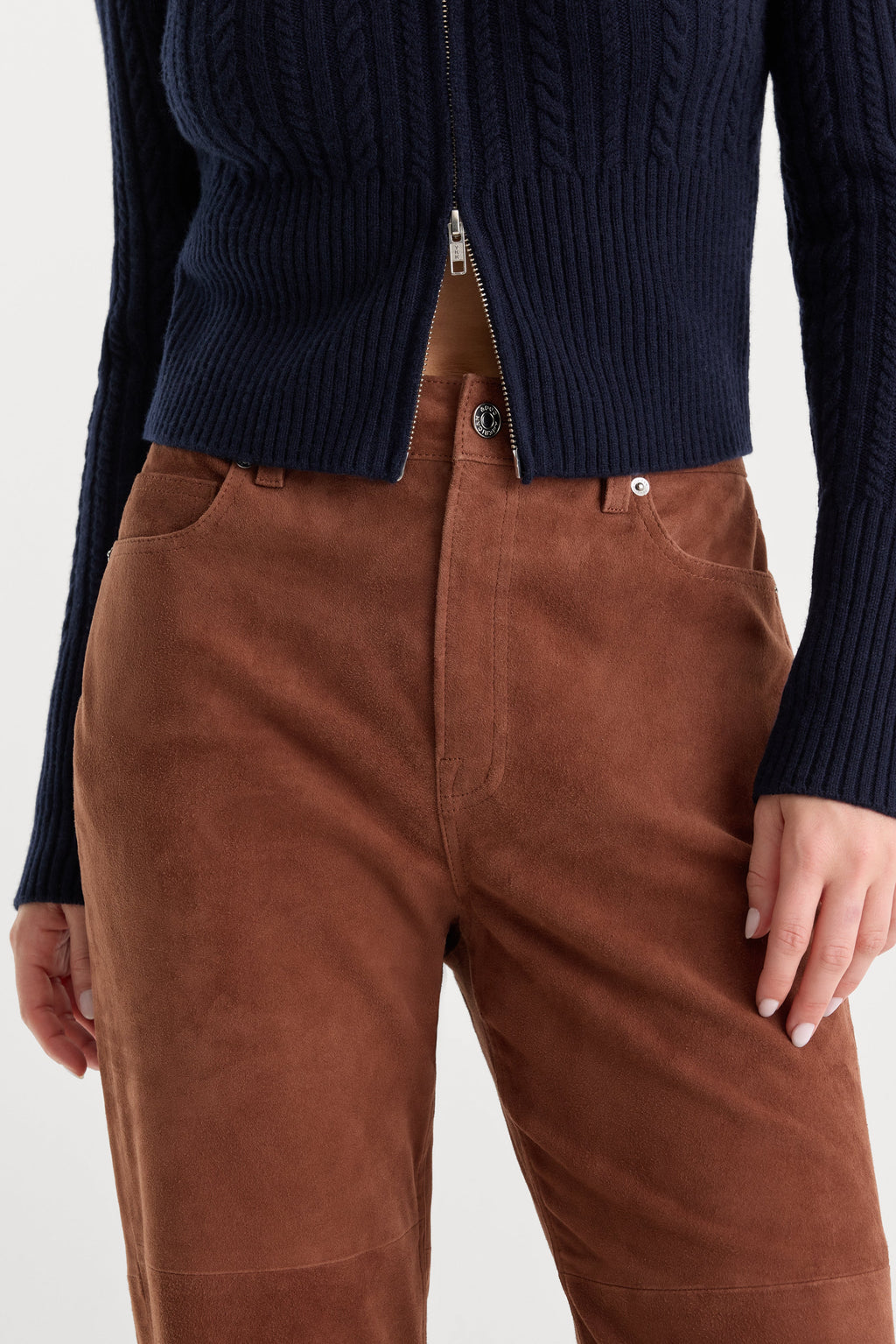 Premium SUEDE GOOD TRUE STRAIGHT PANT CAFE CLAY