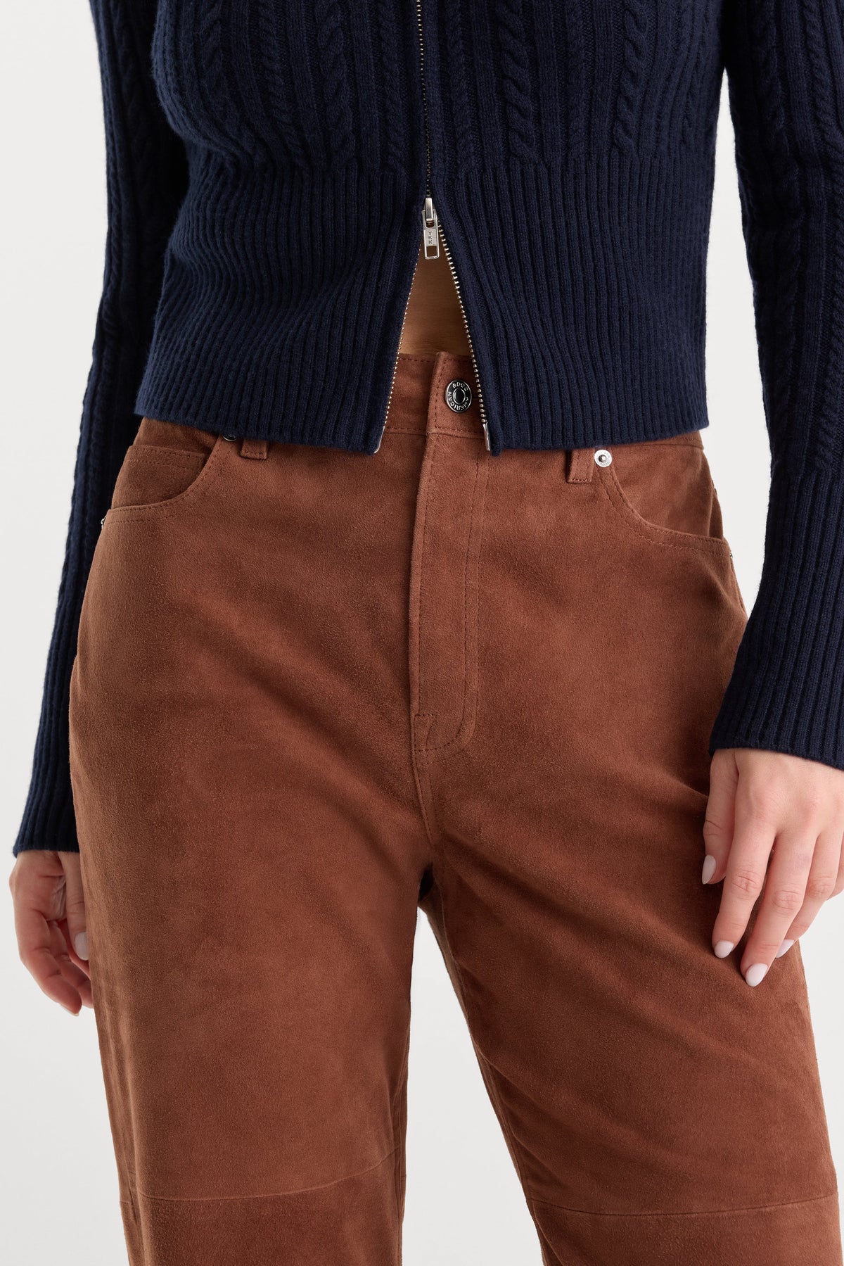Premium SUEDE GOOD TRUE STRAIGHT PANT CAFE CLAY