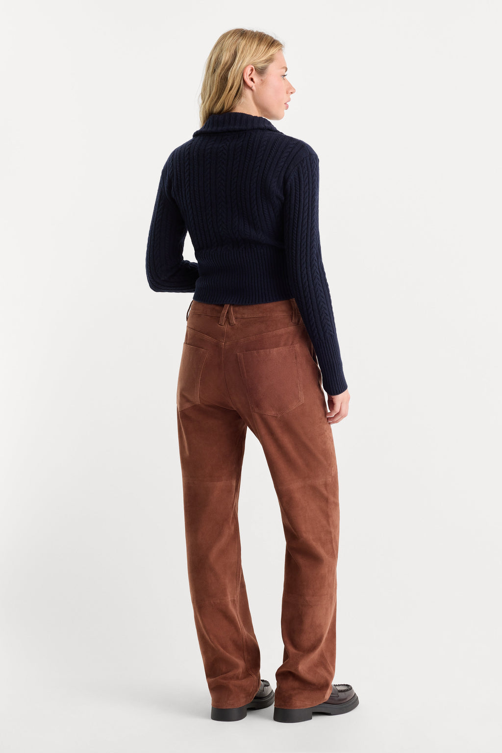 Premium SUEDE GOOD TRUE STRAIGHT PANT CAFE CLAY