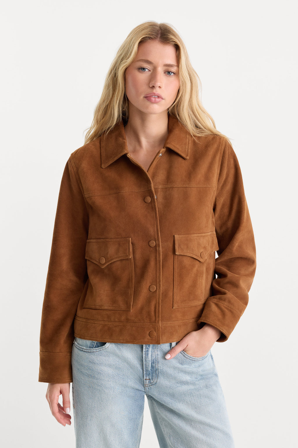 Premium THE SUEDE BOXY JACKET CAFE CLAY