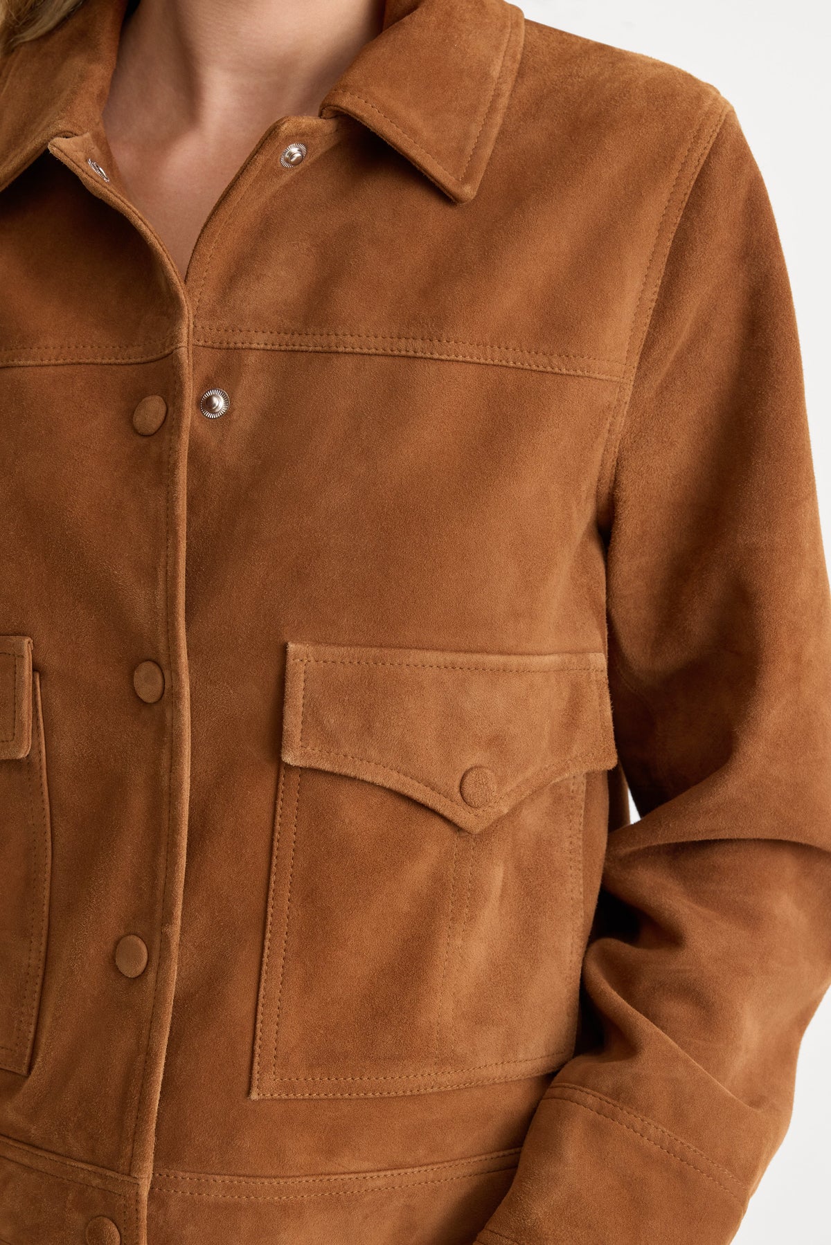 Premium THE SUEDE BOXY JACKET CAFE CLAY
