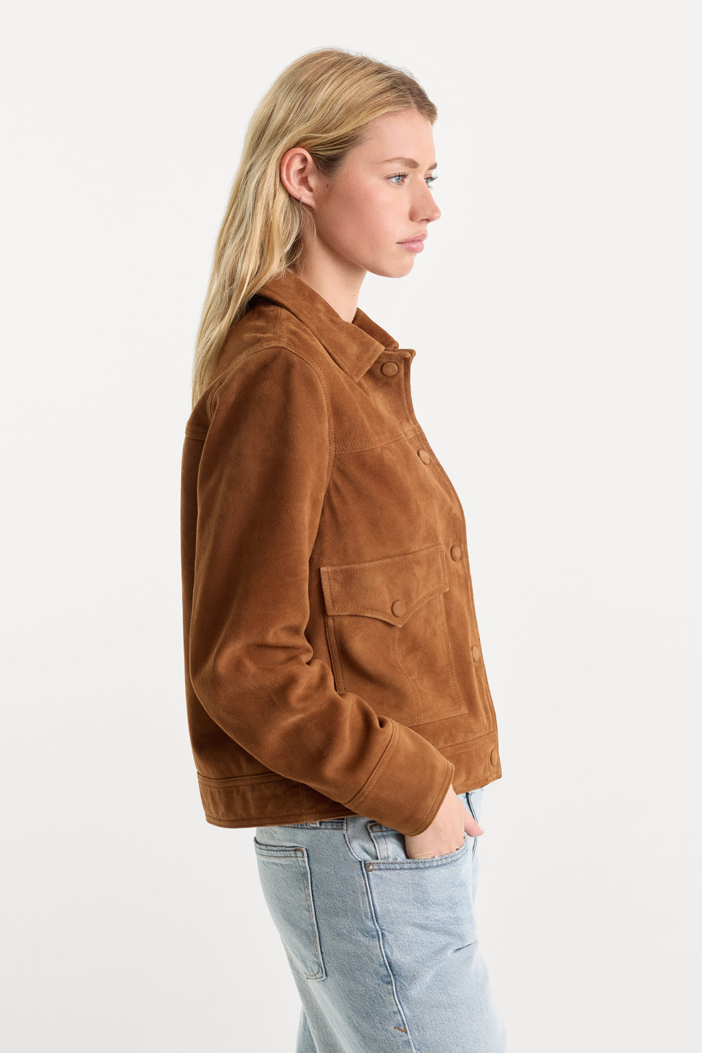 Premium THE SUEDE BOXY JACKET CAFE CLAY