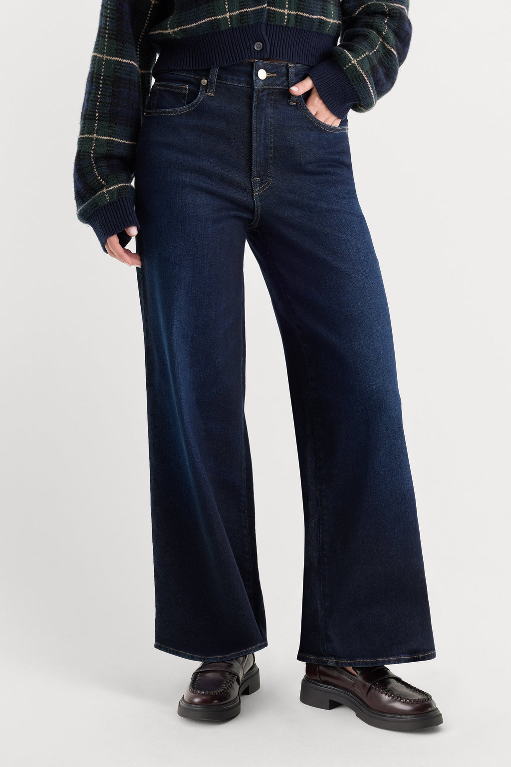 Premium GOOD WAIST PALAZZO ANKLE JEANS RINSE