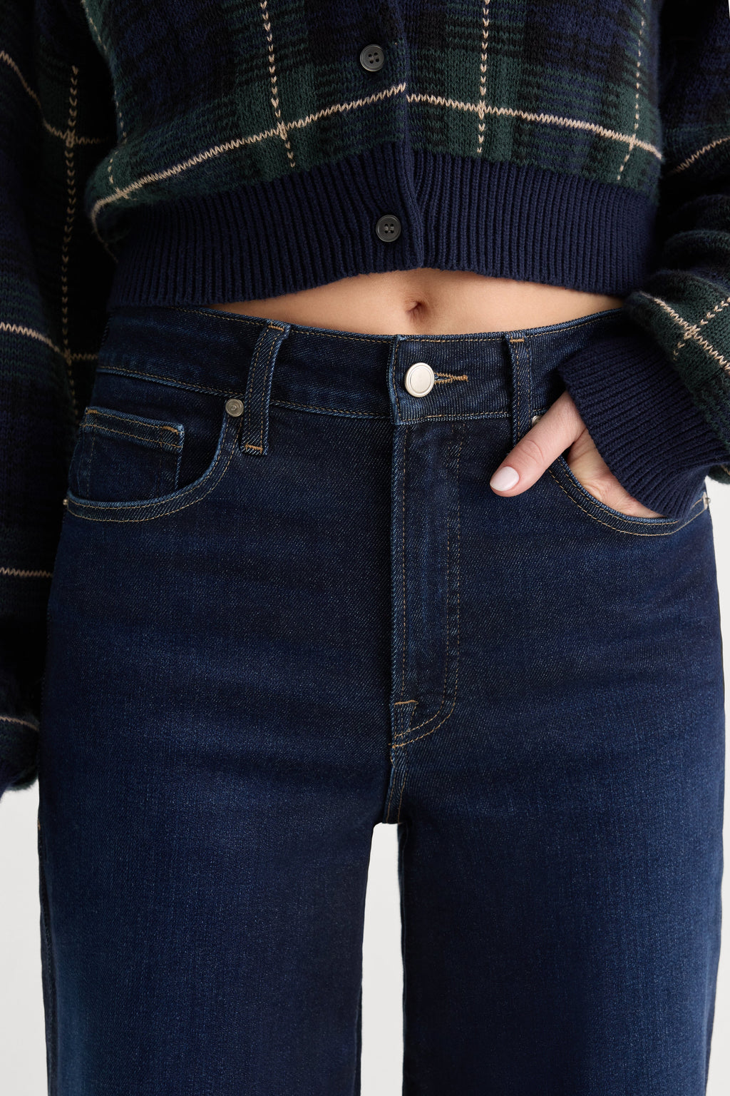 Premium GOOD WAIST PALAZZO ANKLE JEANS RINSE