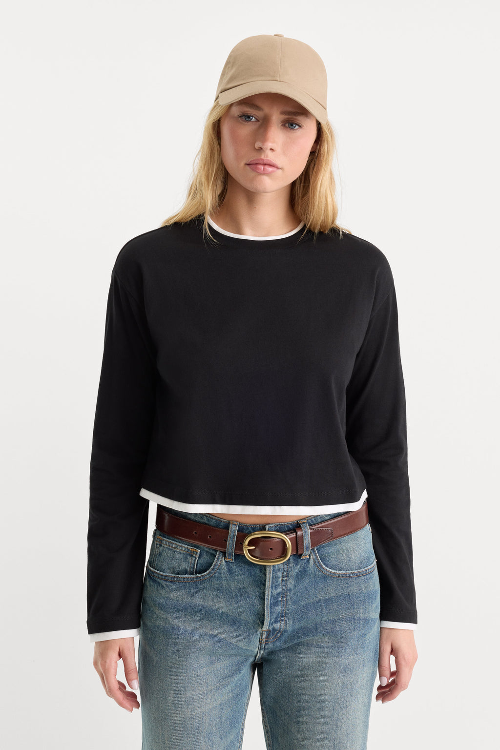 Premium THE LONG SLEEVE LAYERED TEE BLACK