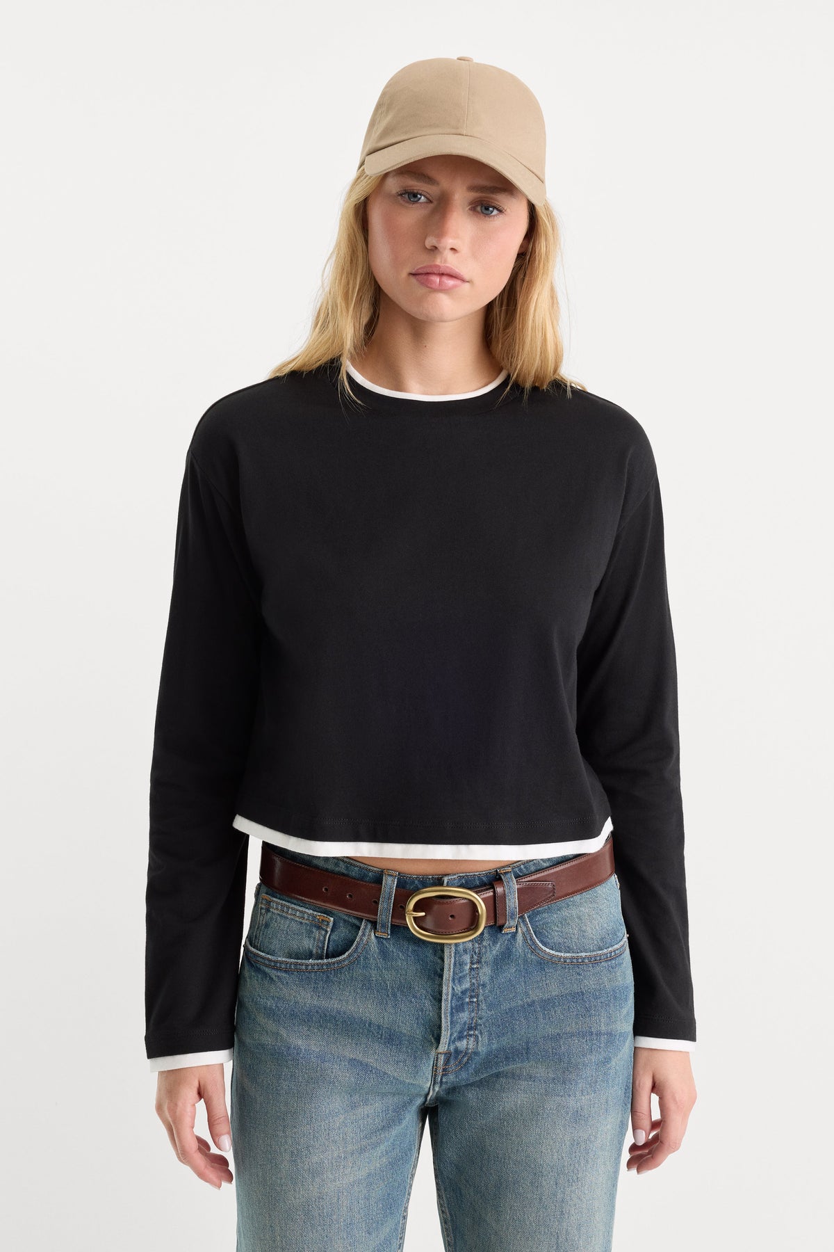 Premium THE LONG SLEEVE LAYERED TEE BLACK