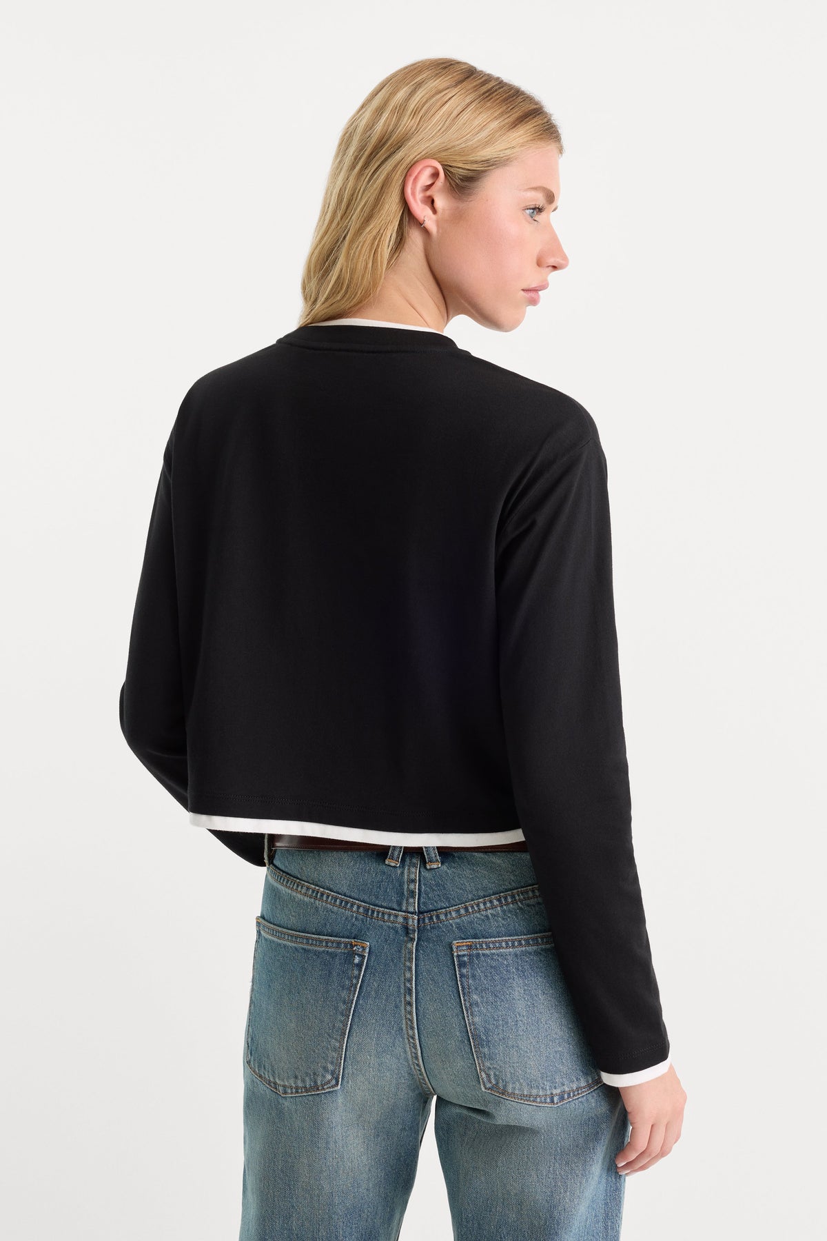 Premium THE LONG SLEEVE LAYERED TEE BLACK