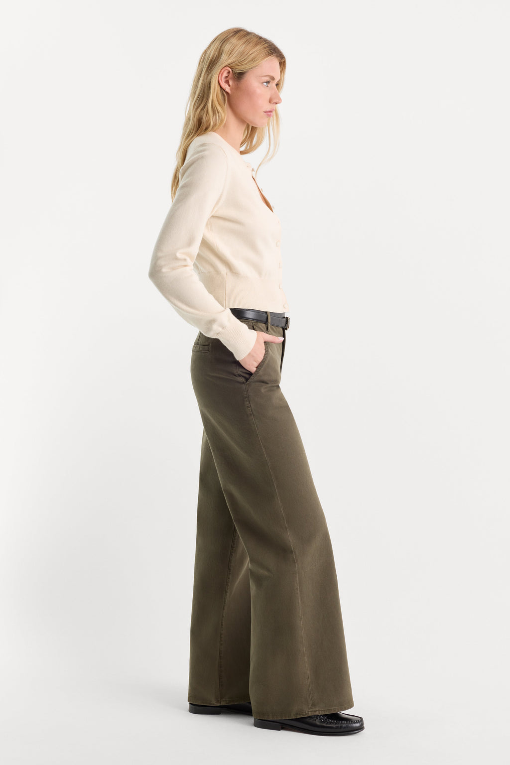Premium LOW SLUNG BAGGY TROUSER WASHED FATIGUE GREEN