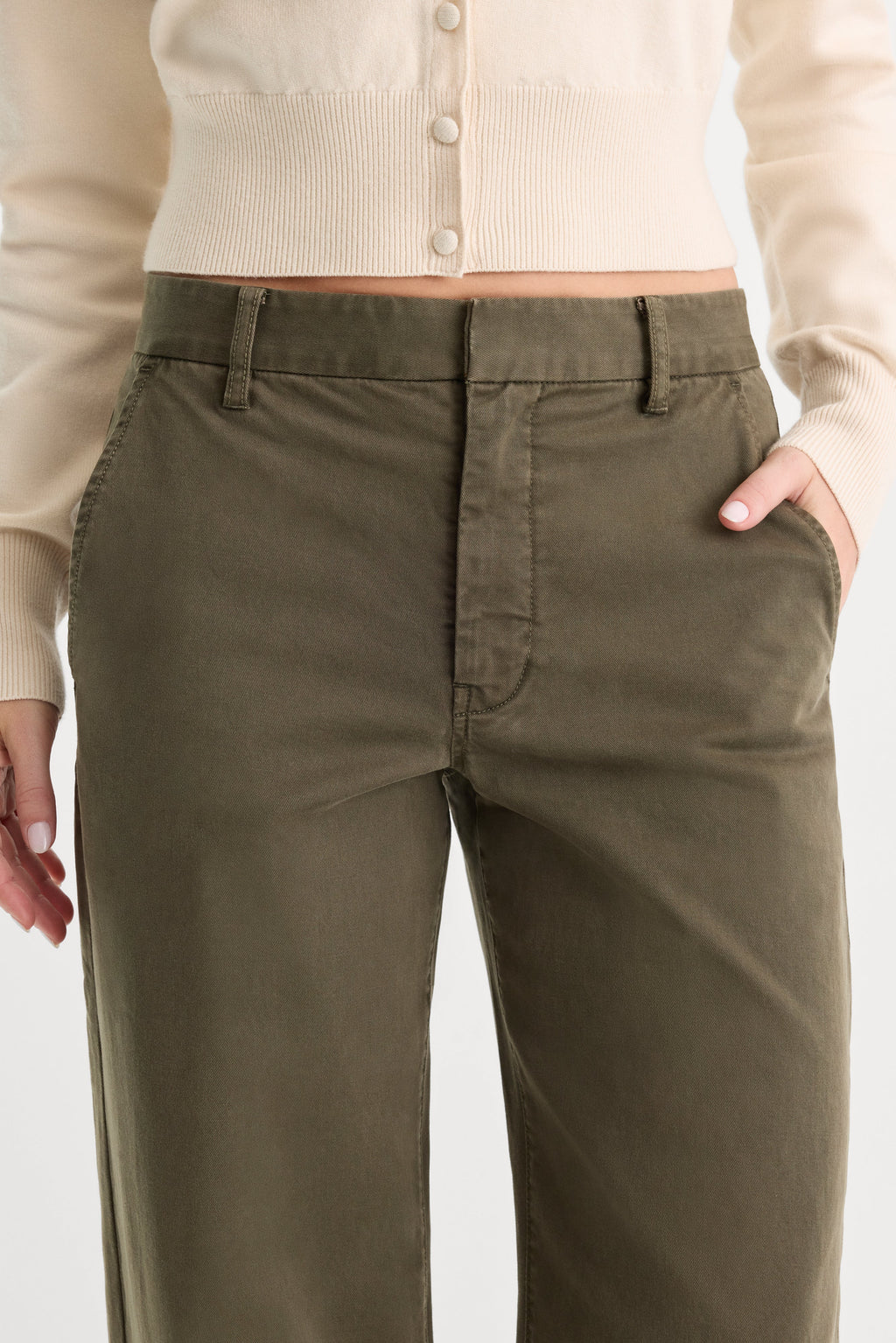 Premium LOW SLUNG BAGGY TROUSER WASHED FATIGUE GREEN