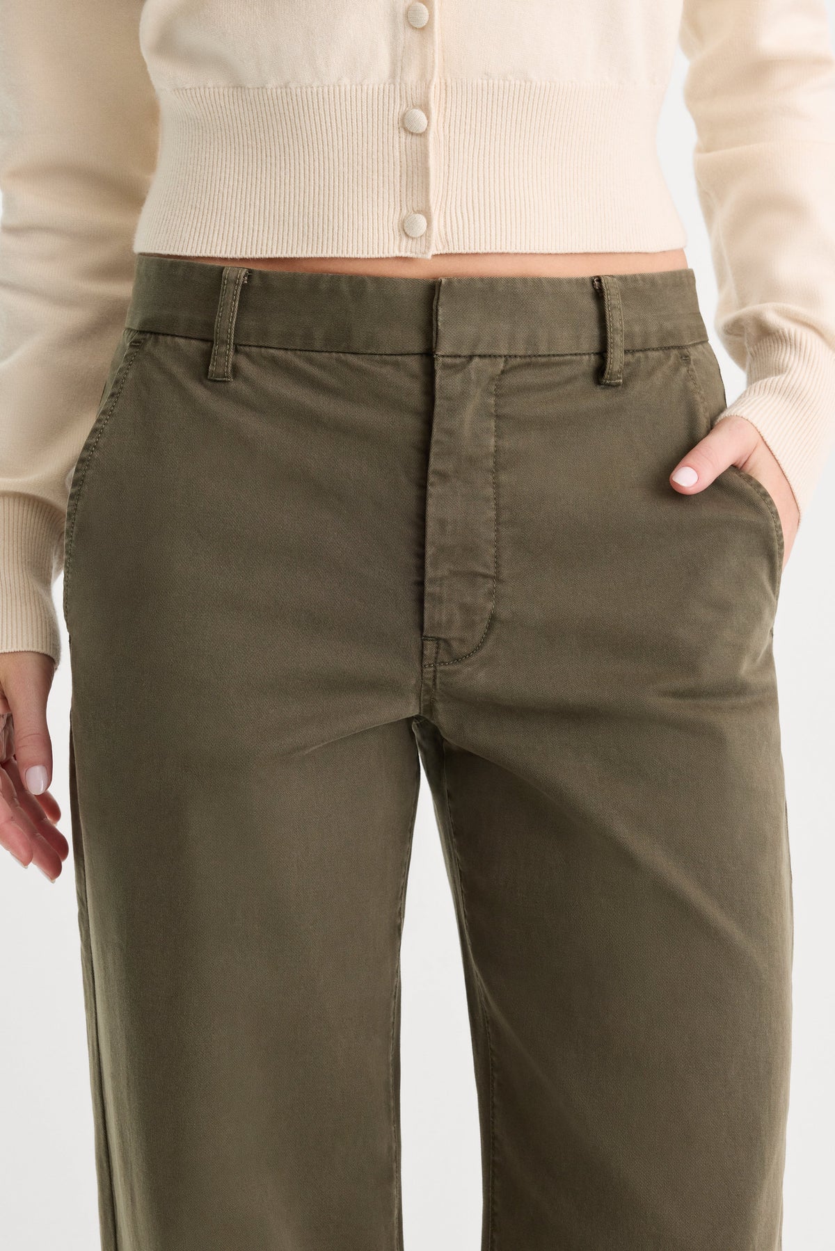 Premium LOW SLUNG BAGGY TROUSER WASHED FATIGUE GREEN