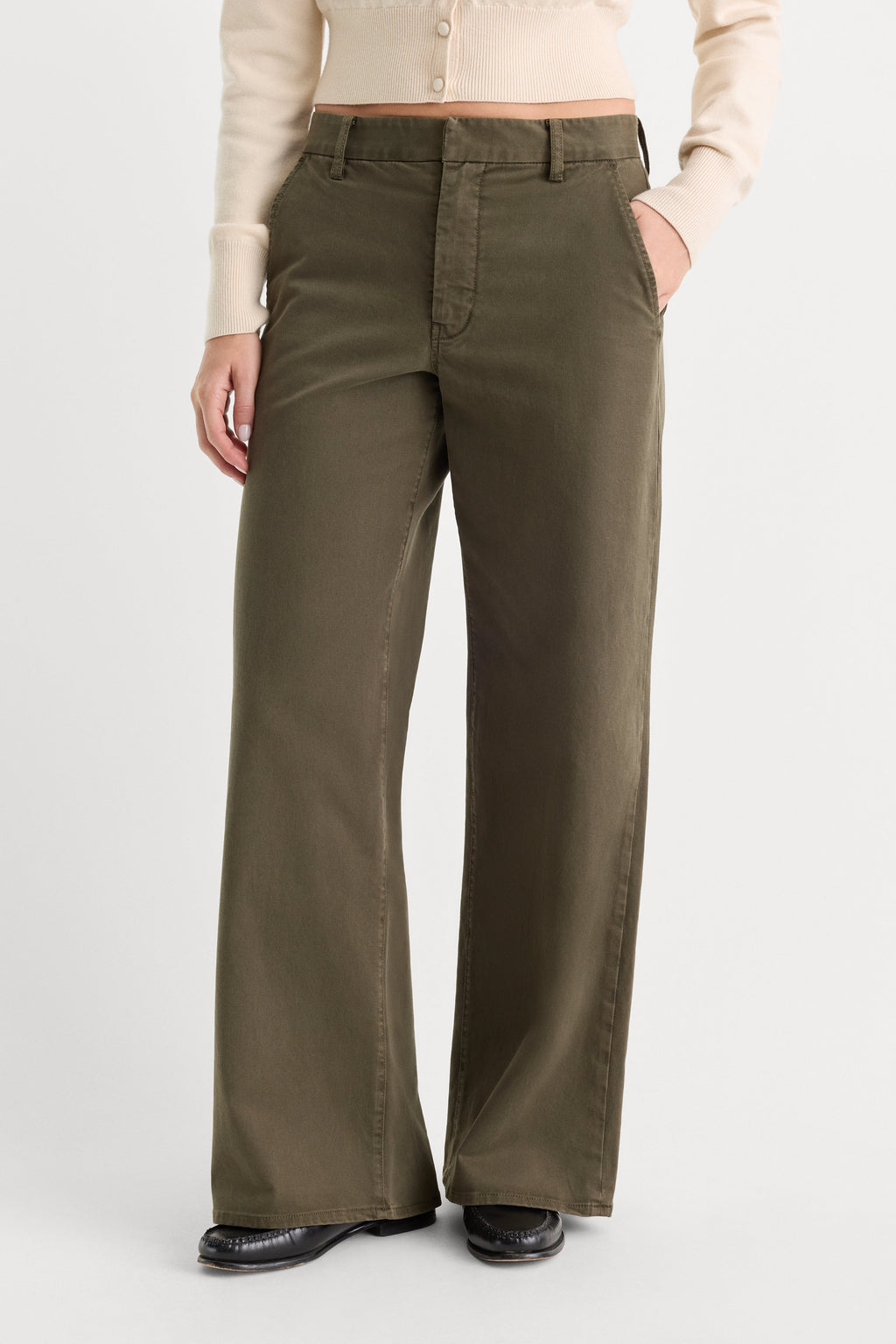 Premium LOW SLUNG BAGGY TROUSER WASHED FATIGUE GREEN