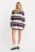 Premium THE KNIT RUGBY MINI DRESS SKY MOCHA CLUB STRIPE