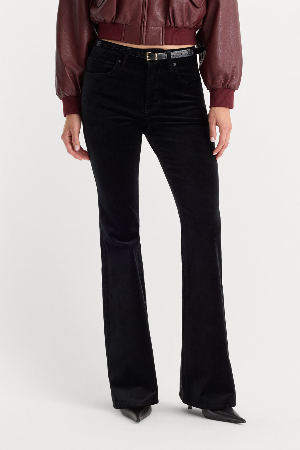 Premium VELVET GOOD LEGS FLARE PANT BLACK