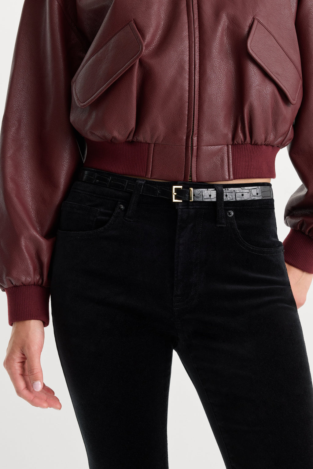 Premium VELVET GOOD LEGS FLARE PANT BLACK