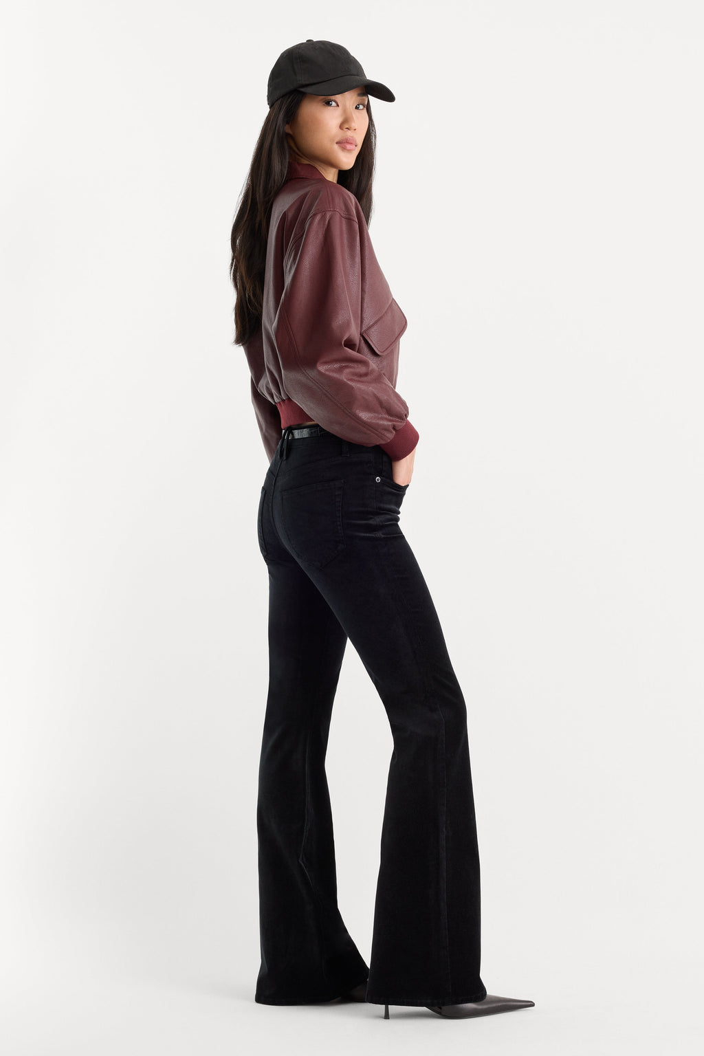 Premium VELVET GOOD LEGS FLARE PANT BLACK