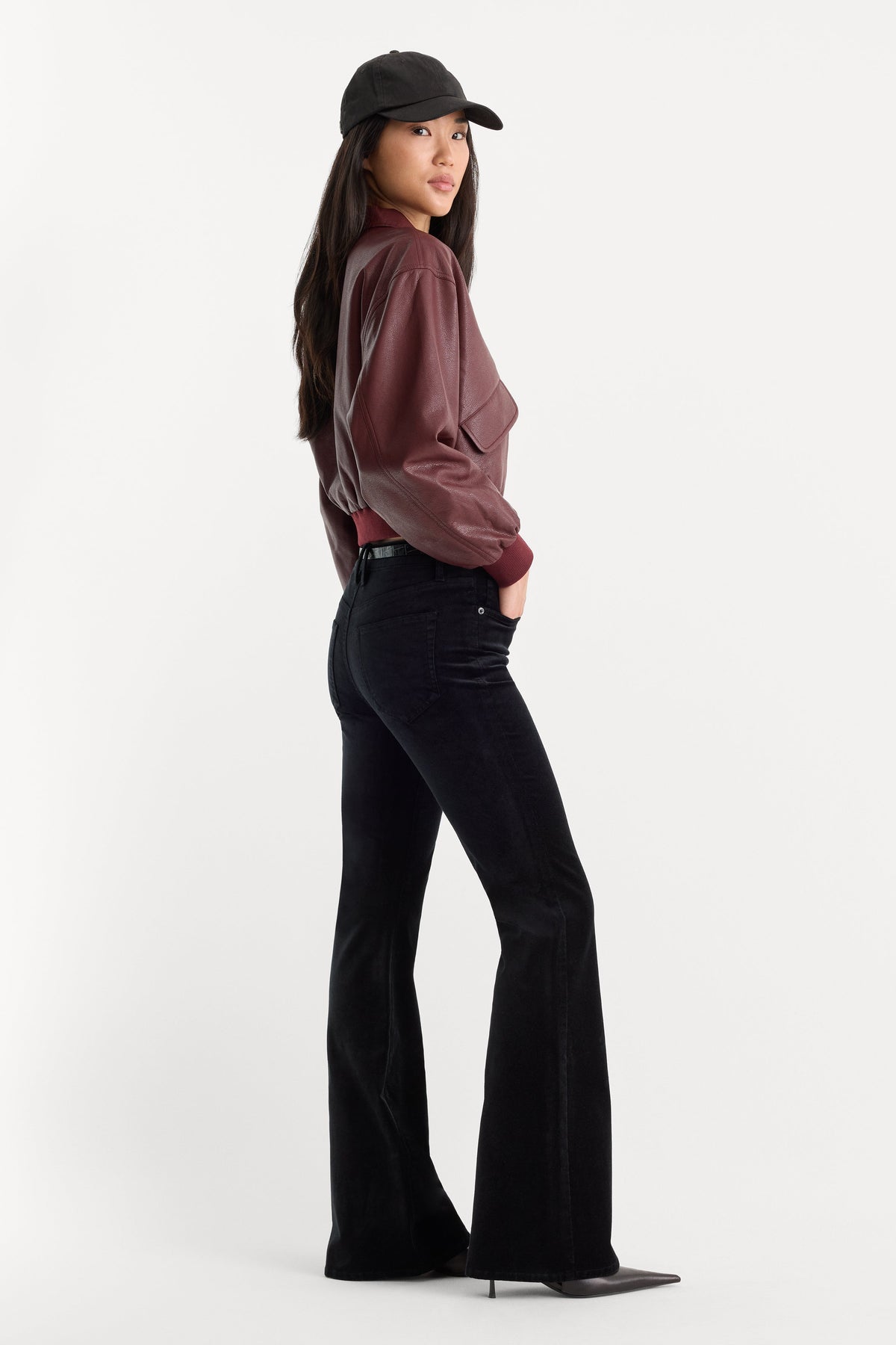 Premium VELVET GOOD LEGS FLARE PANT BLACK