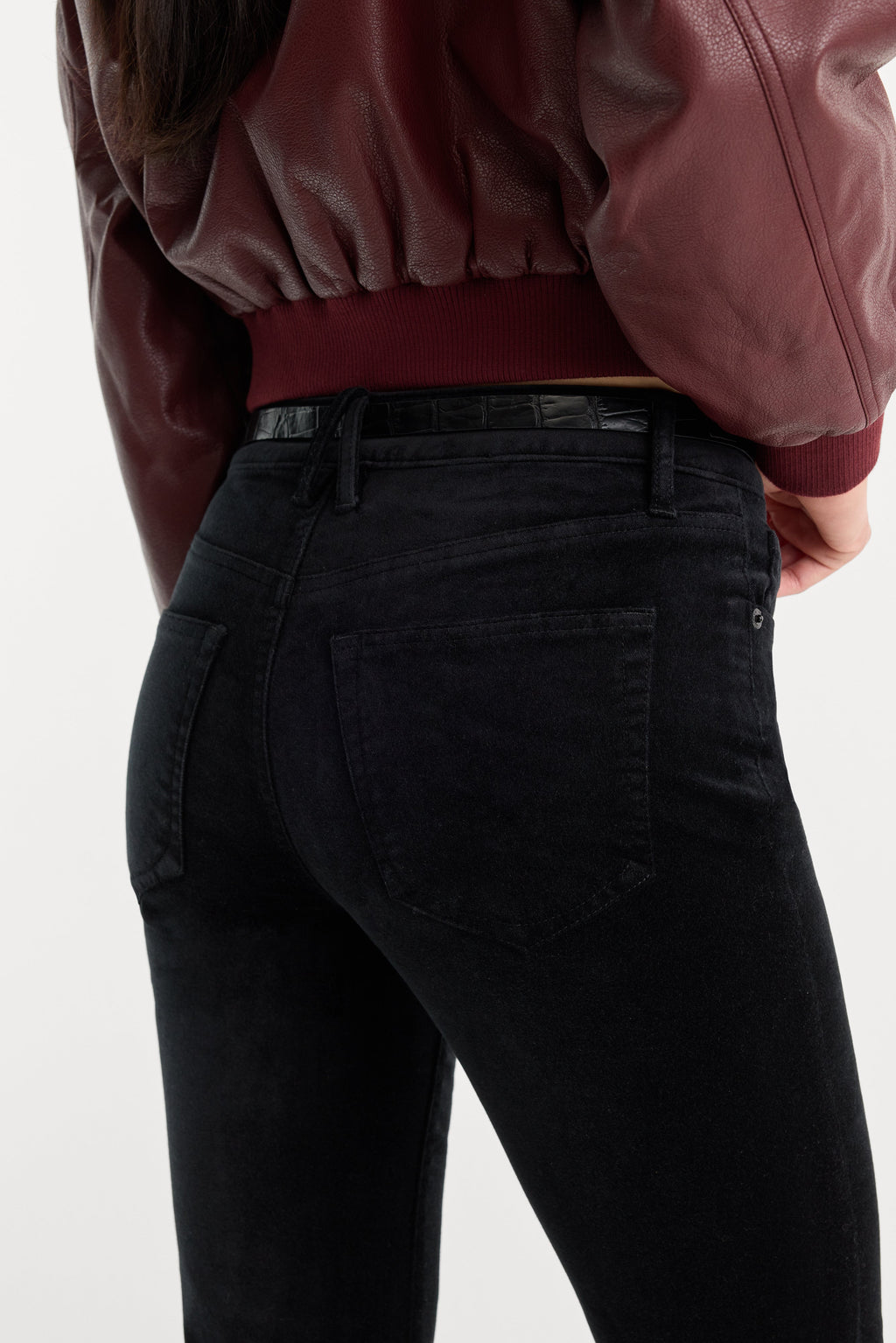 Premium VELVET GOOD LEGS FLARE PANT BLACK