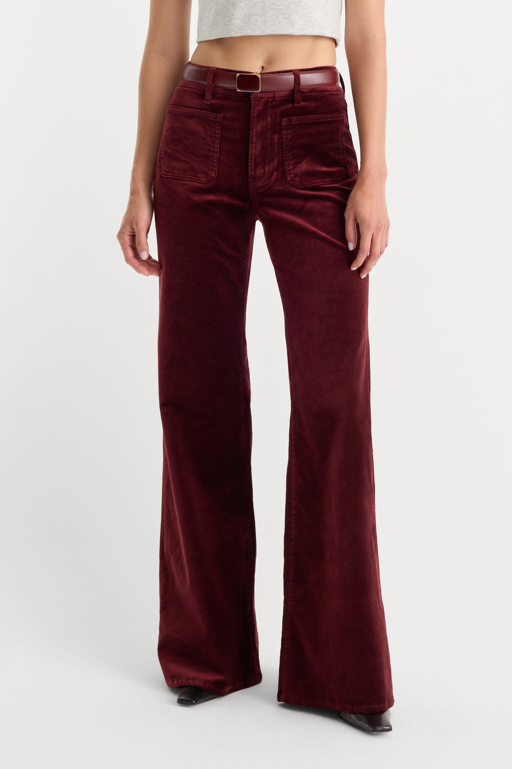 Premium VELVET GOOD WAIST PALAZZO PANT BERRY NOIR