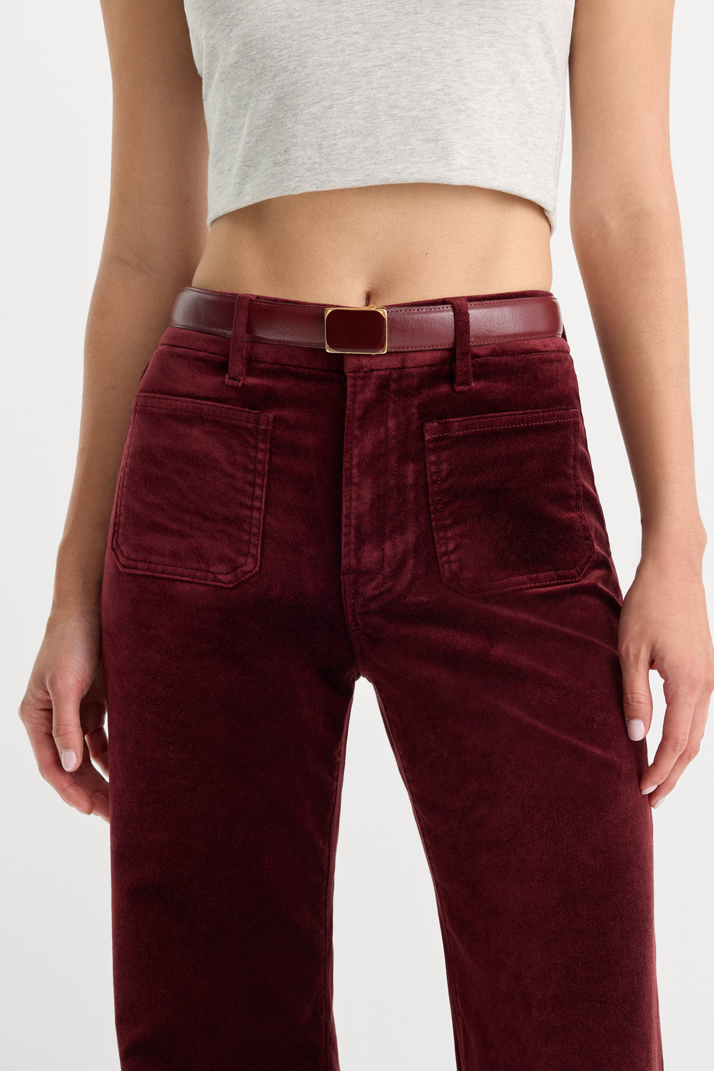 Premium VELVET GOOD WAIST PALAZZO PANT BERRY NOIR