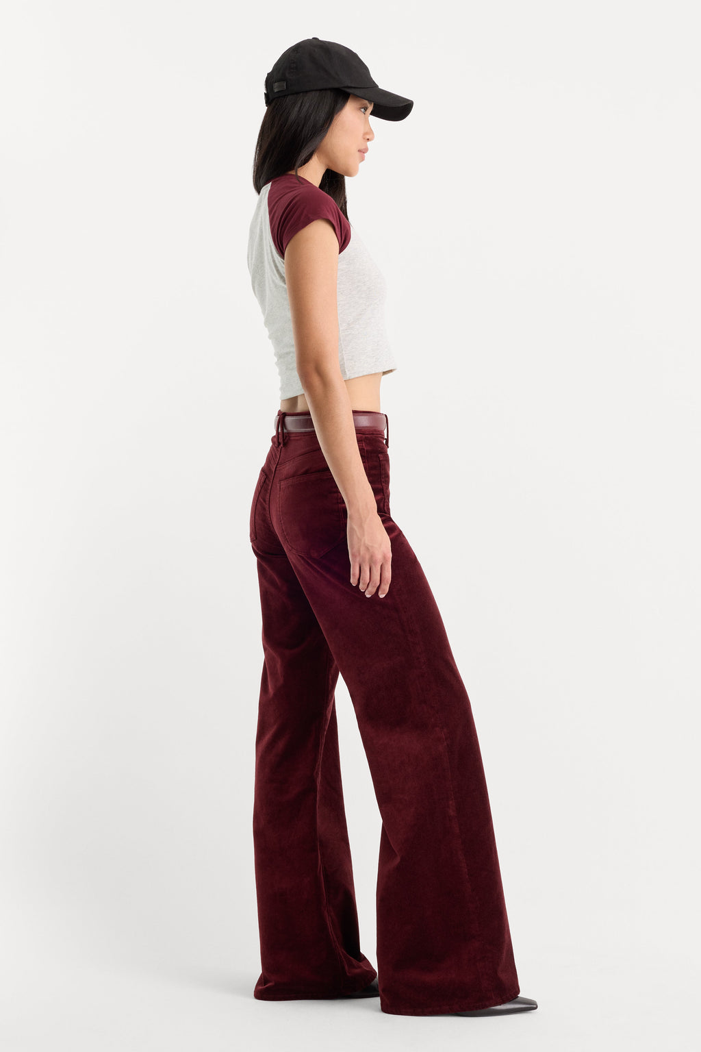 Premium VELVET GOOD WAIST PALAZZO PANT BERRY NOIR