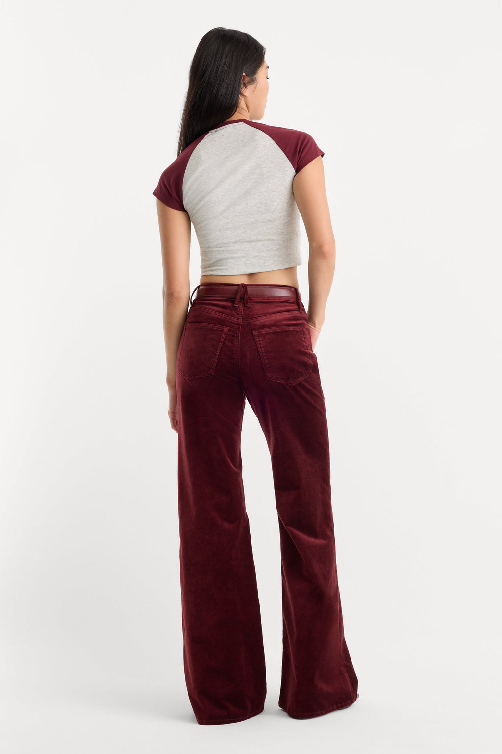 Premium VELVET GOOD WAIST PALAZZO PANT BERRY NOIR