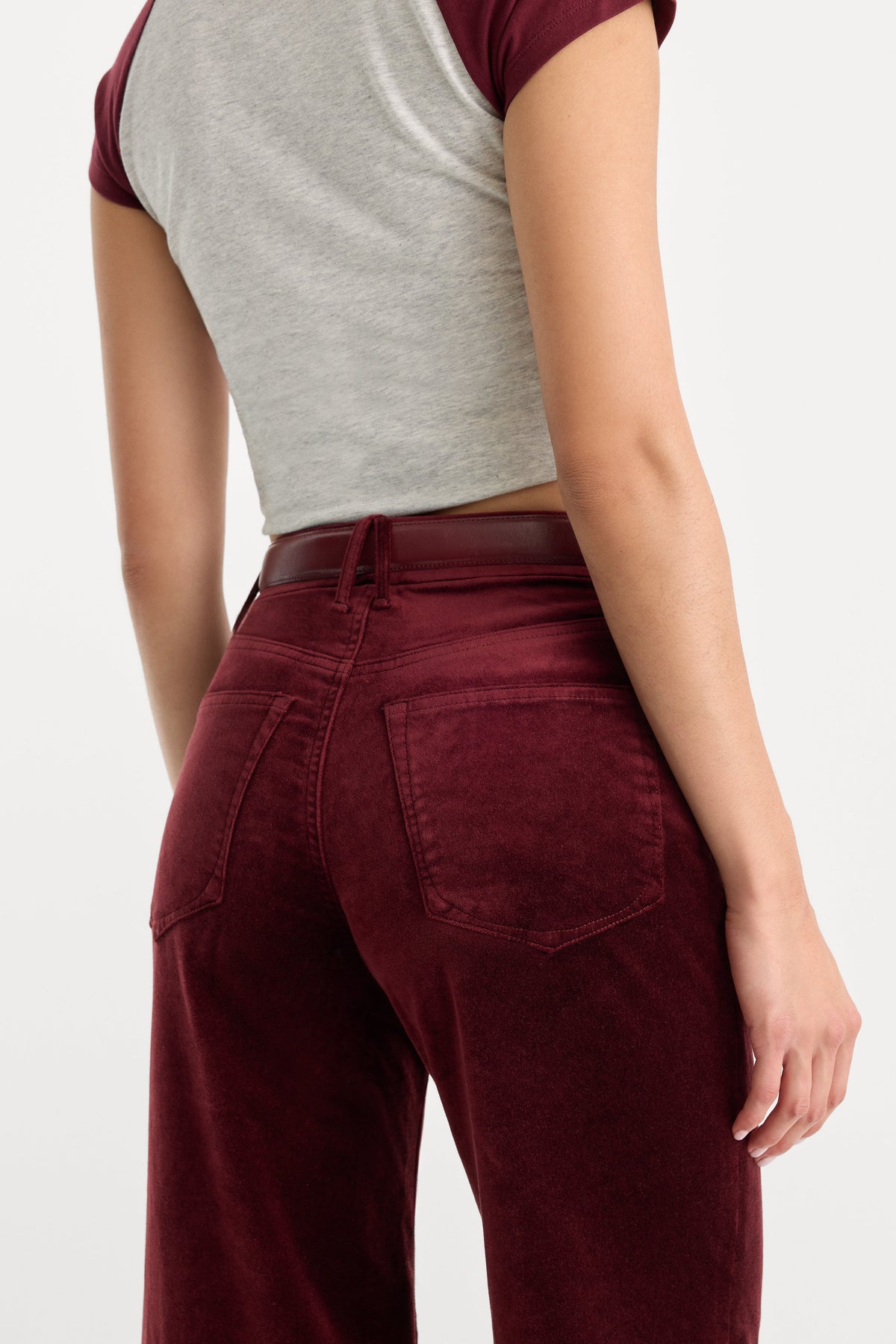 Premium VELVET GOOD WAIST PALAZZO PANT BERRY NOIR