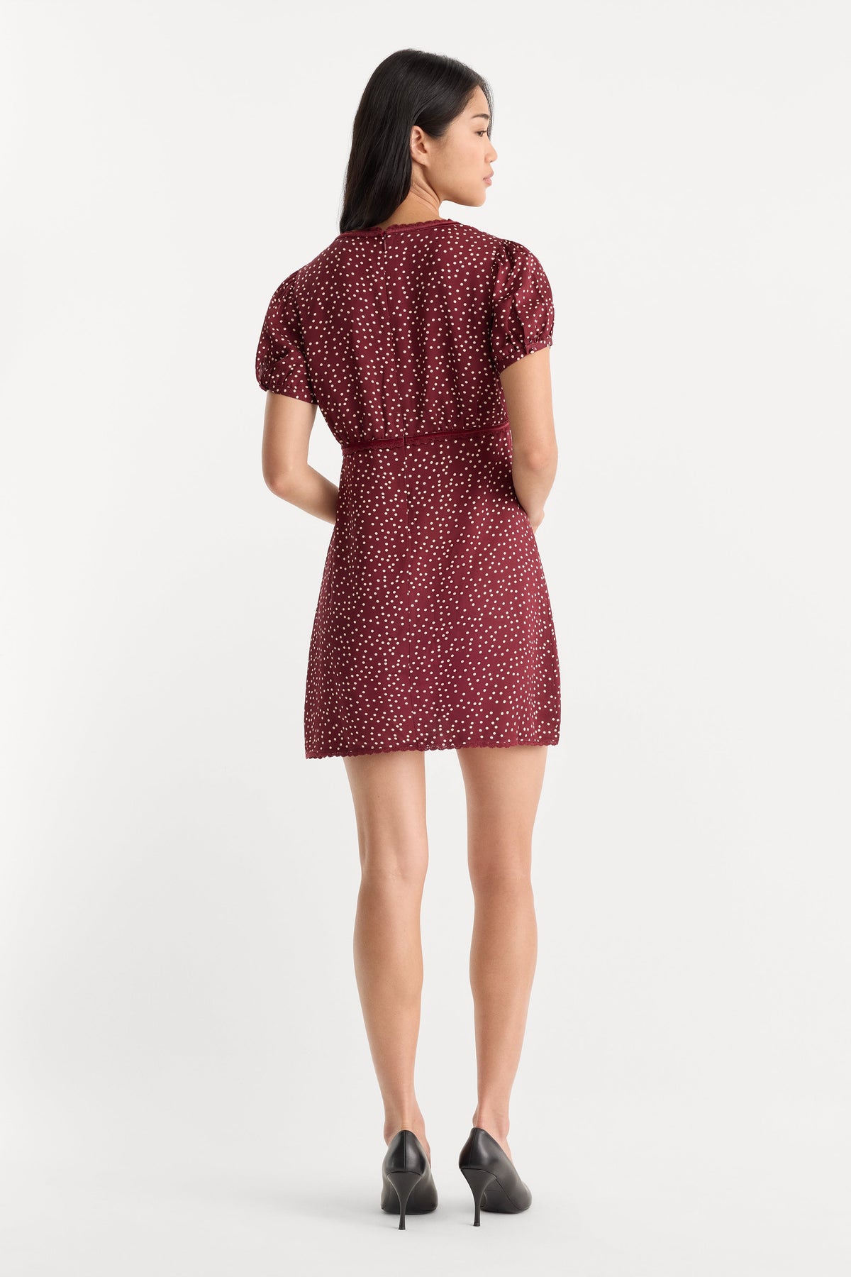 Premium THE WOVEN V NECK DRESS BERRY NOIR PRINT