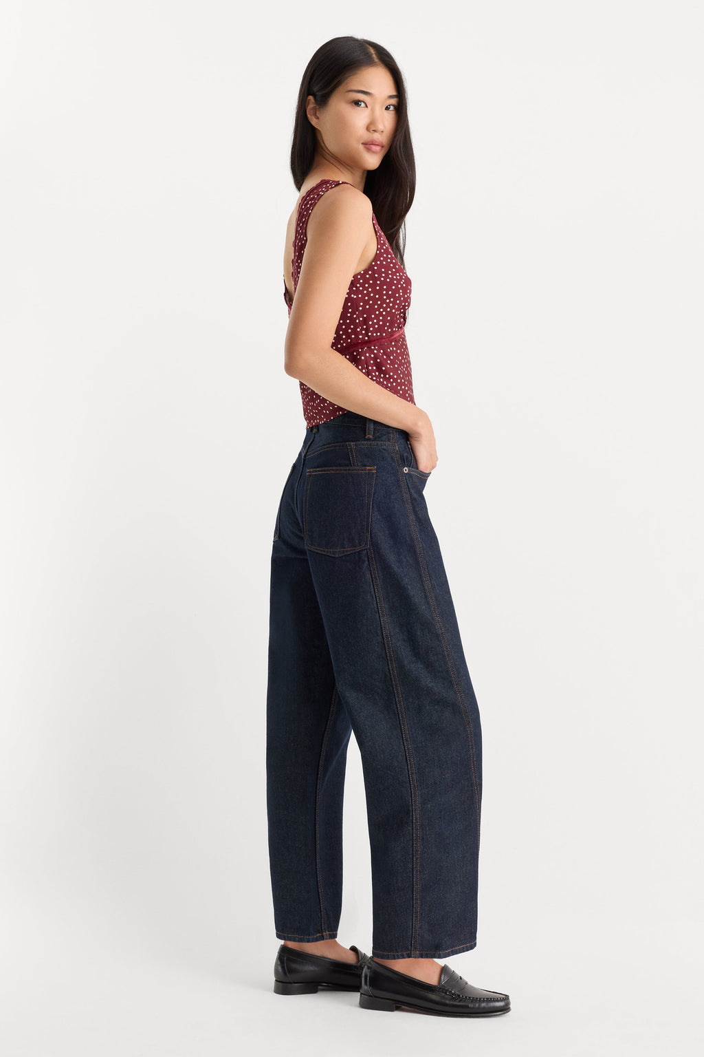 Premium VINTAGE BARREL ANKLE JEANS RINSE
