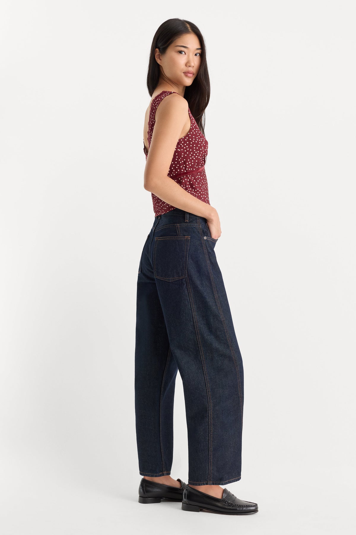 Premium VINTAGE BARREL ANKLE JEANS RINSE