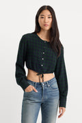 Premium THE CRINKLE CINCHED SHIRT FOREST PLAID