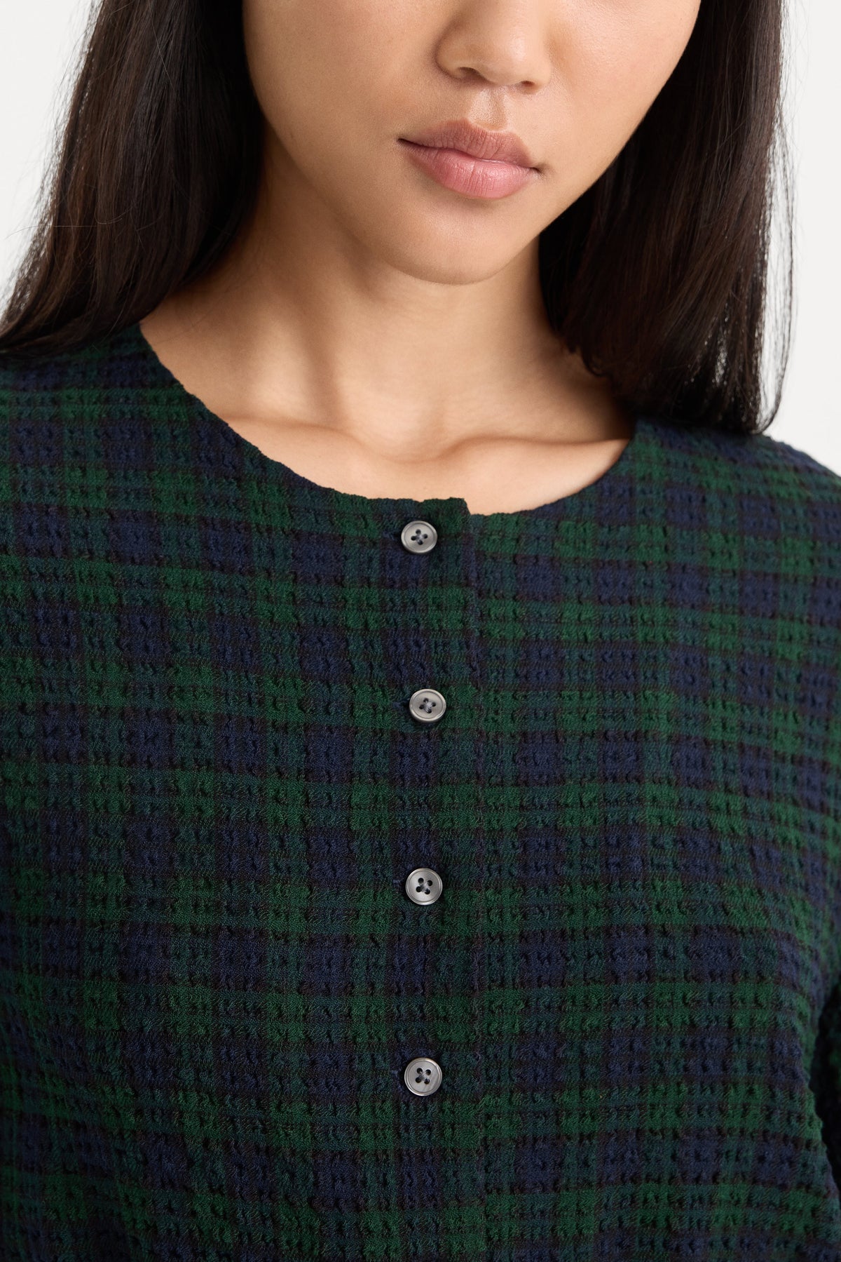 Premium THE CRINKLE CINCHED SHIRT FOREST PLAID