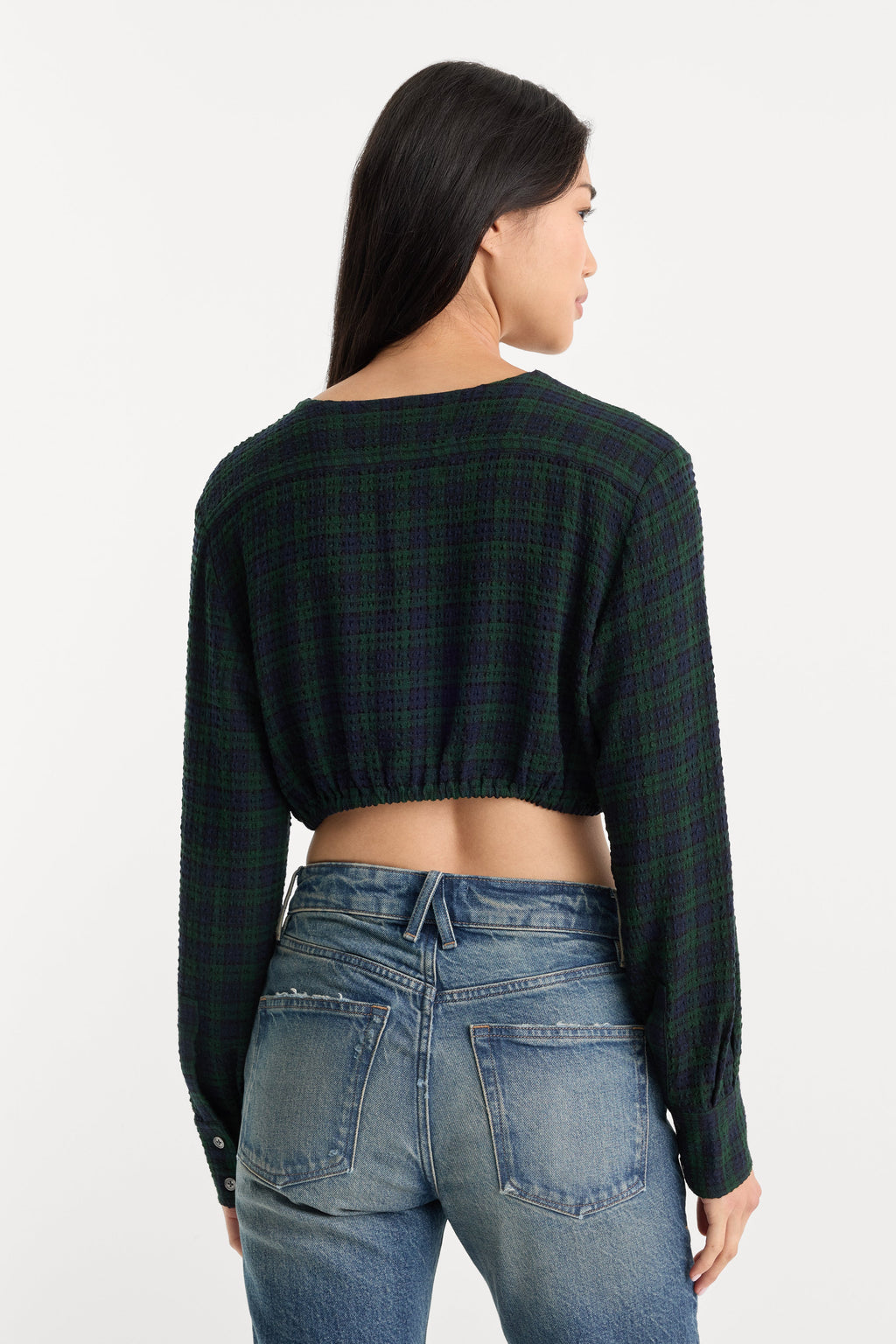 Premium THE CRINKLE CINCHED SHIRT FOREST PLAID