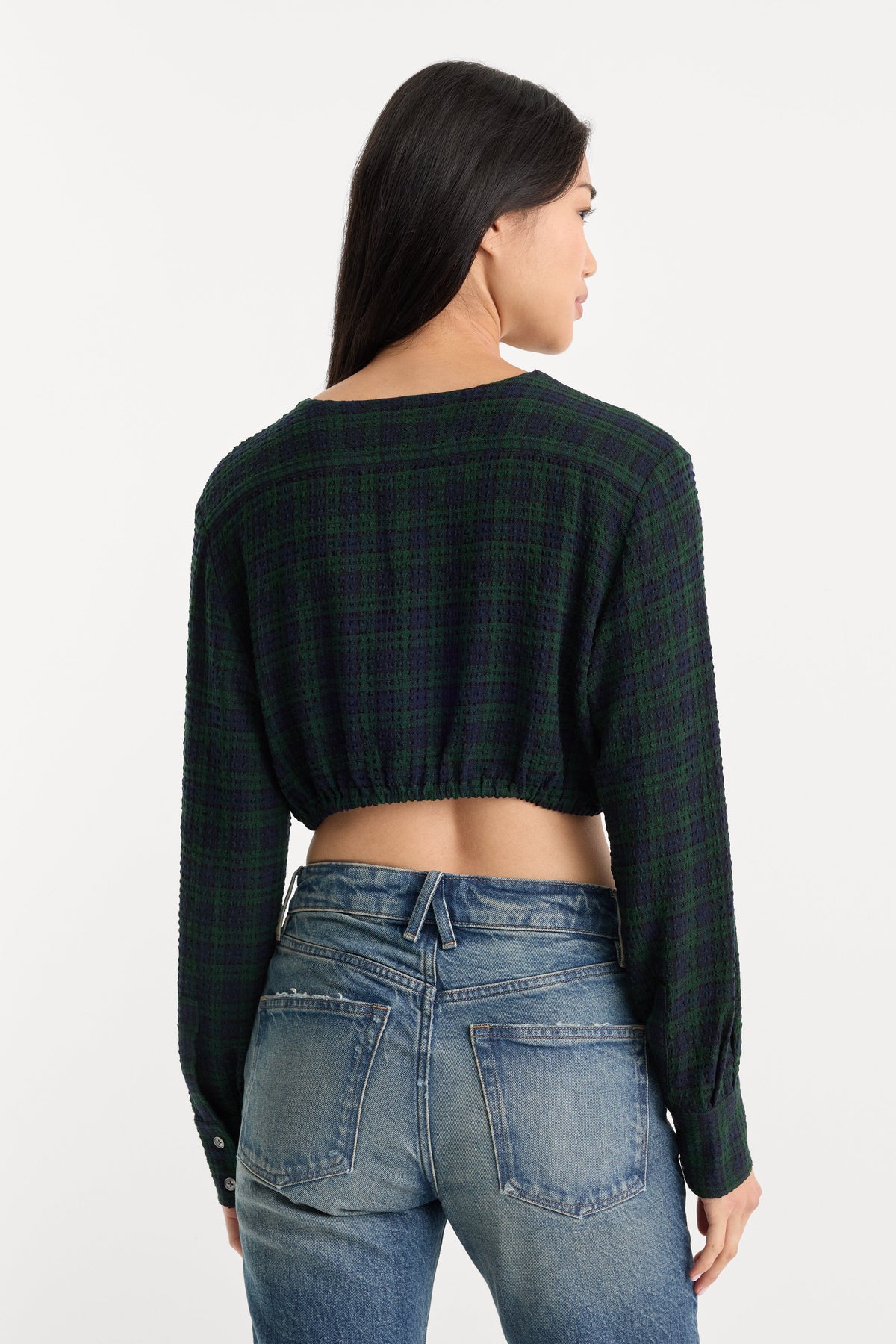 Premium THE CRINKLE CINCHED SHIRT FOREST PLAID