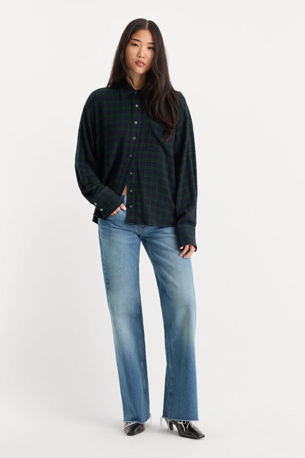 Premium THE CRINKLE EASY SHIRT FOREST PLAID