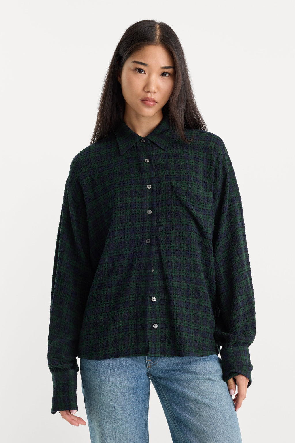 Premium THE CRINKLE EASY SHIRT FOREST PLAID