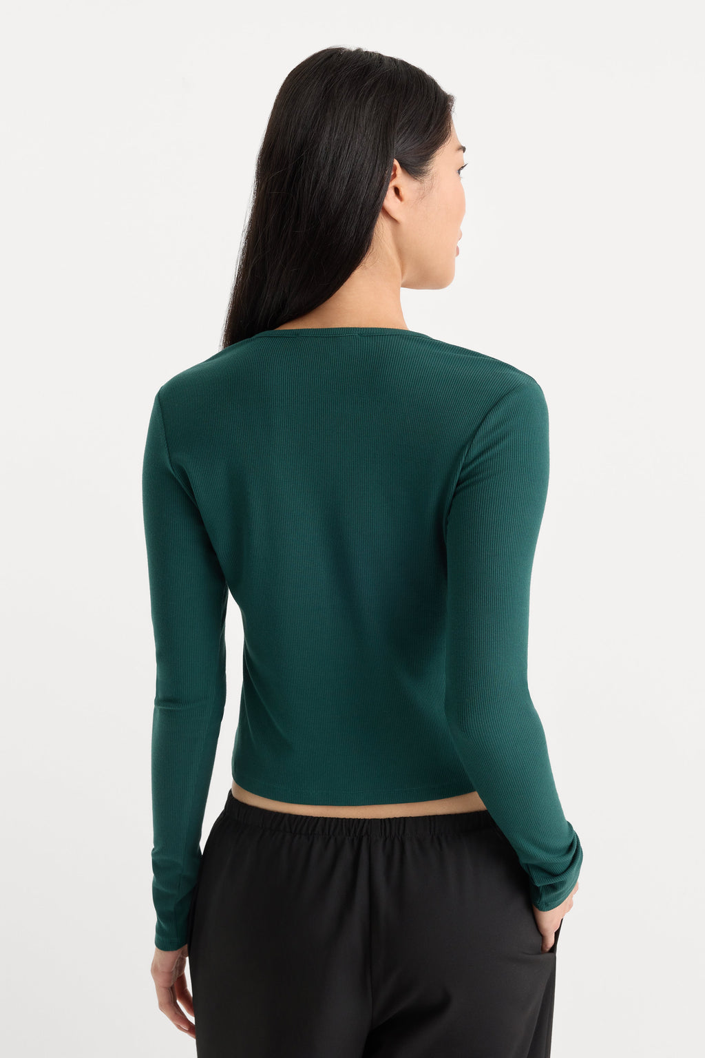 Premium THE RIB V NECK CARDIGAN FOREST GREEN