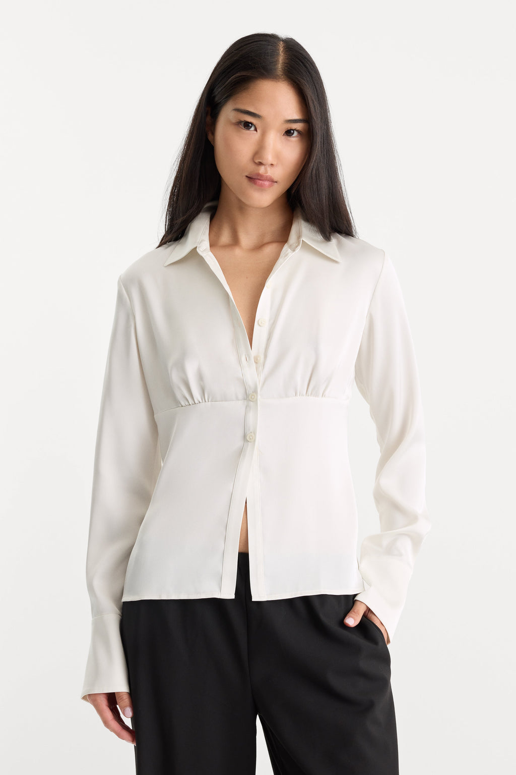 Premium THE SATIN FEMME SHIRT CHALK